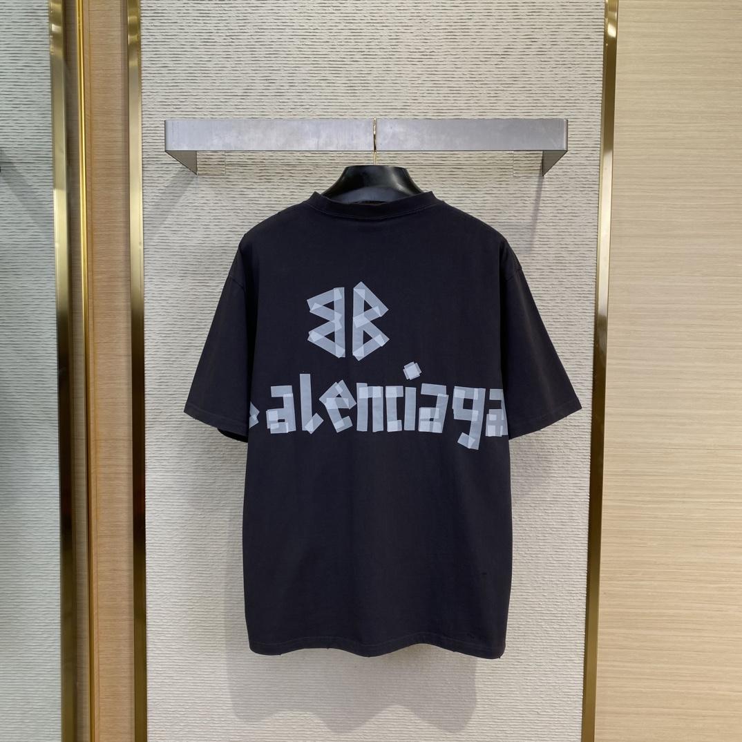 Balenciaga New Tape Type TR T-Shirt Medium Fit In Faded Washed Black - DesignerGu