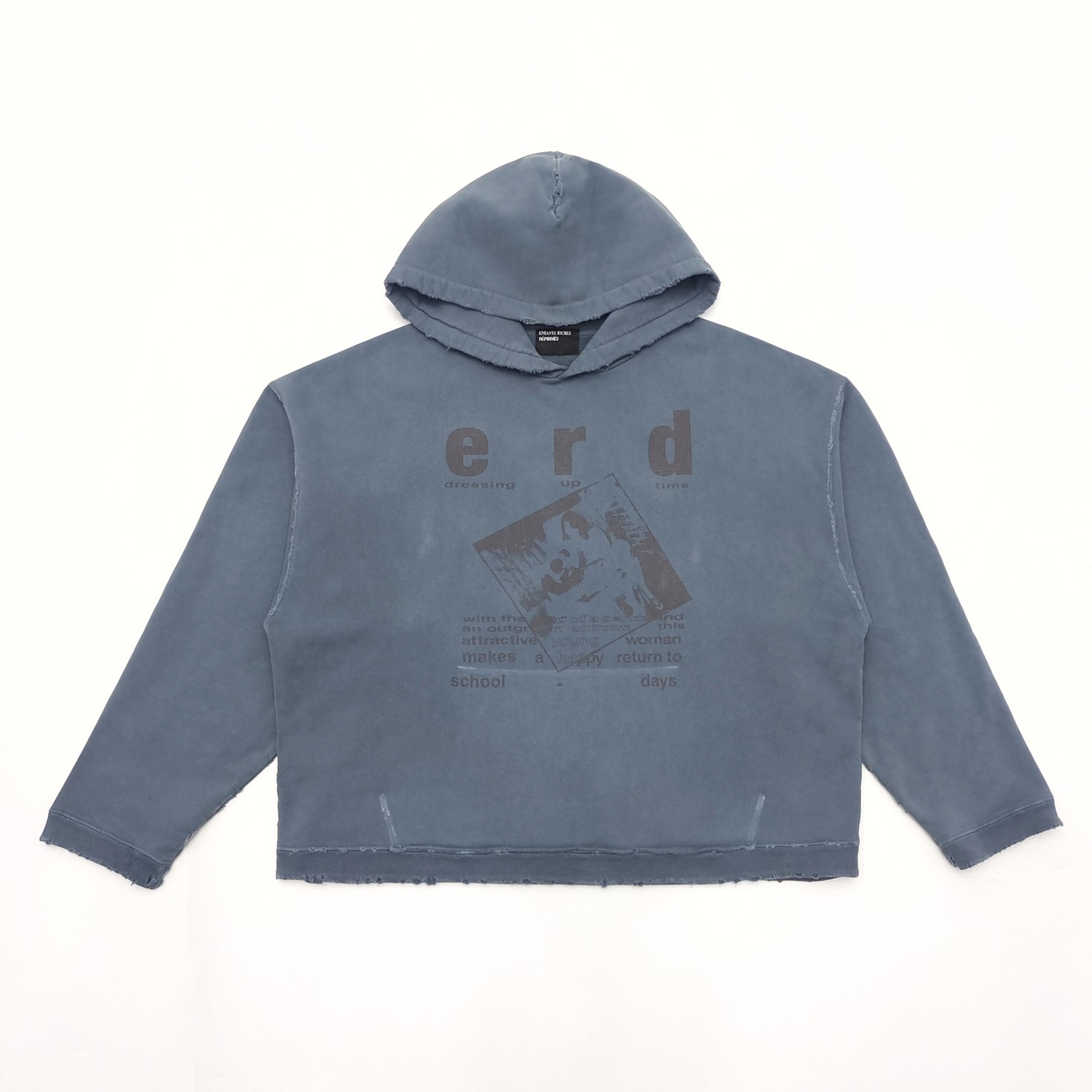 Enfants Riches Deprimes Navy Washed Classic Logo Cotton Hoodie - DesignerGu