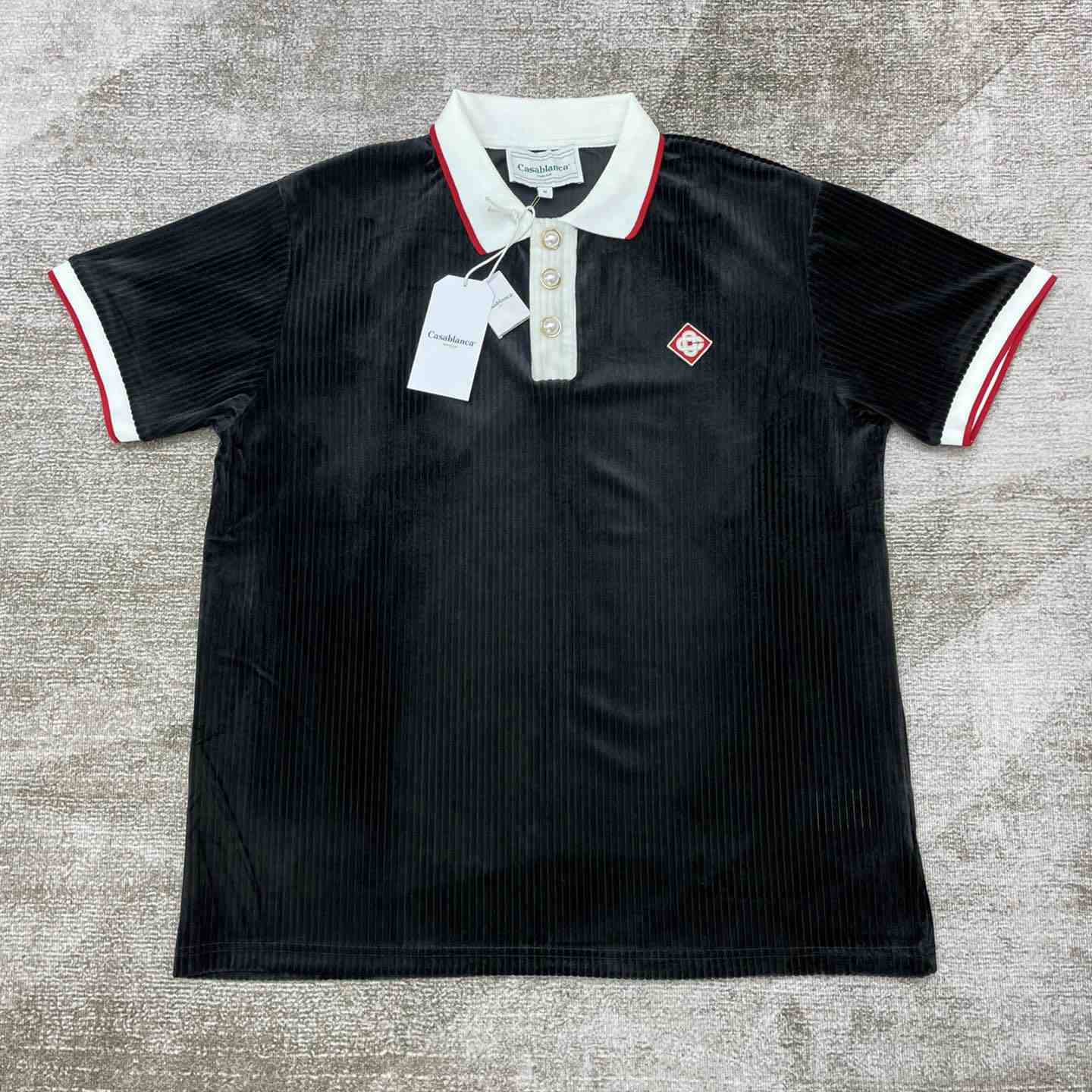 Casablanca Rib Velour Polo Shirt   c878 - DesignerGu