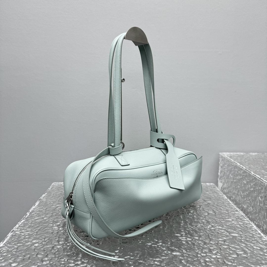 Balenciaga Carrie Bowling Bag Small In Mineral Green - 