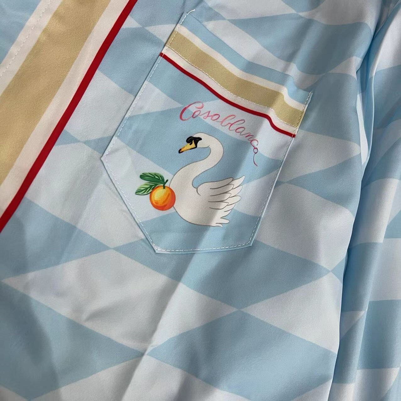 Casablanca Damiers Et Cygne Bleu Silk Twill Shirt - 