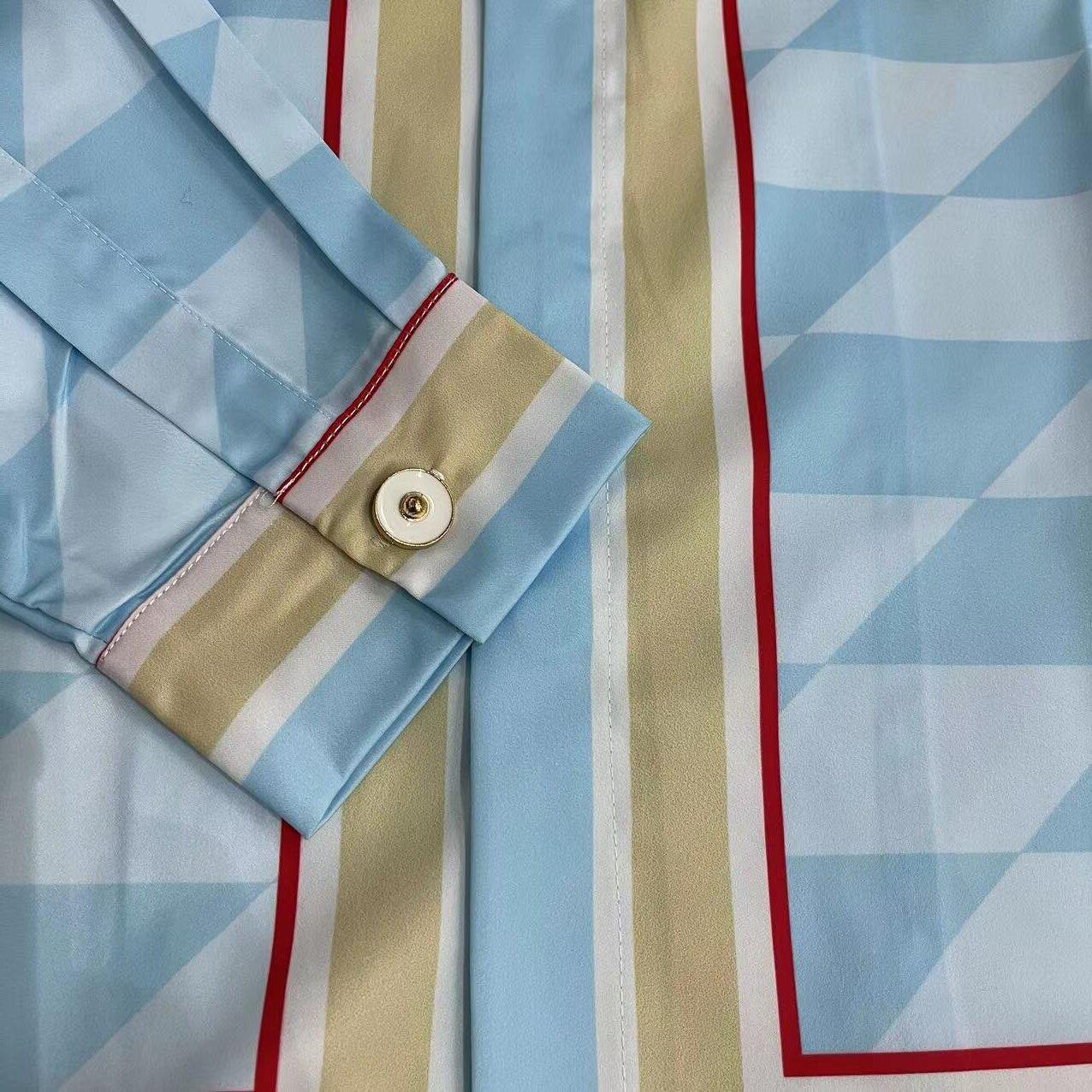 Casablanca Damiers Et Cygne Bleu Silk Twill Shirt - 