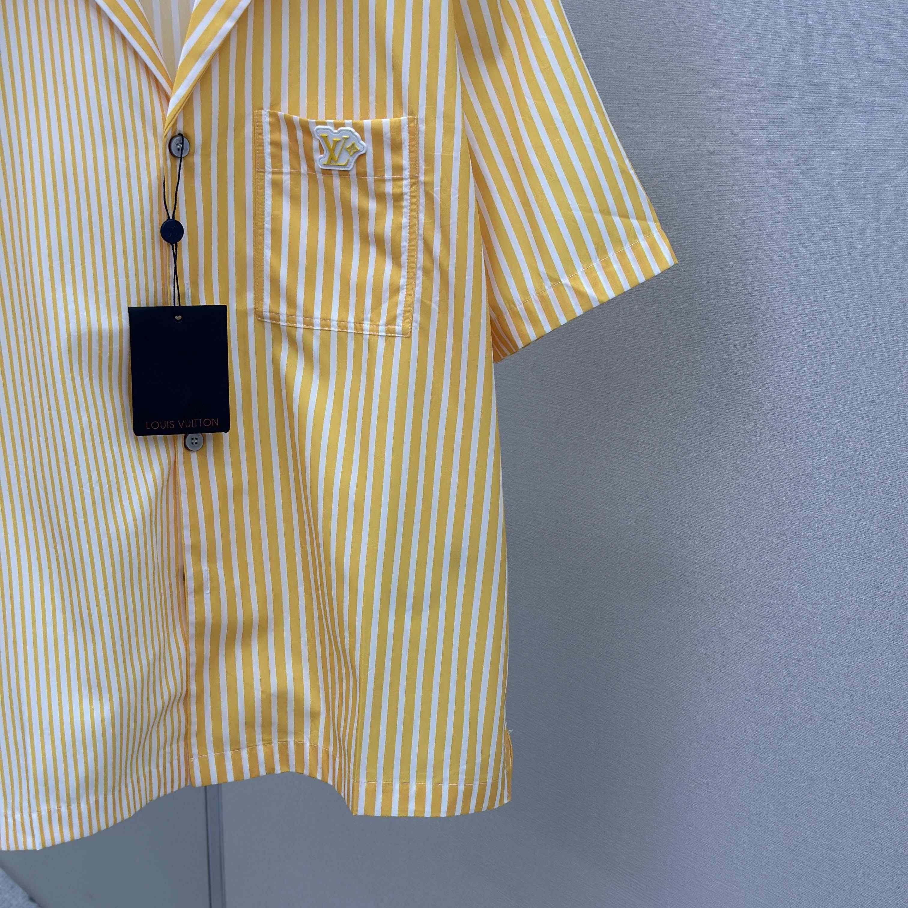 Louis Vuitton Monogram Striped Patchwork Short-Sleeved Shirt   1AHVWT - DesignerGu