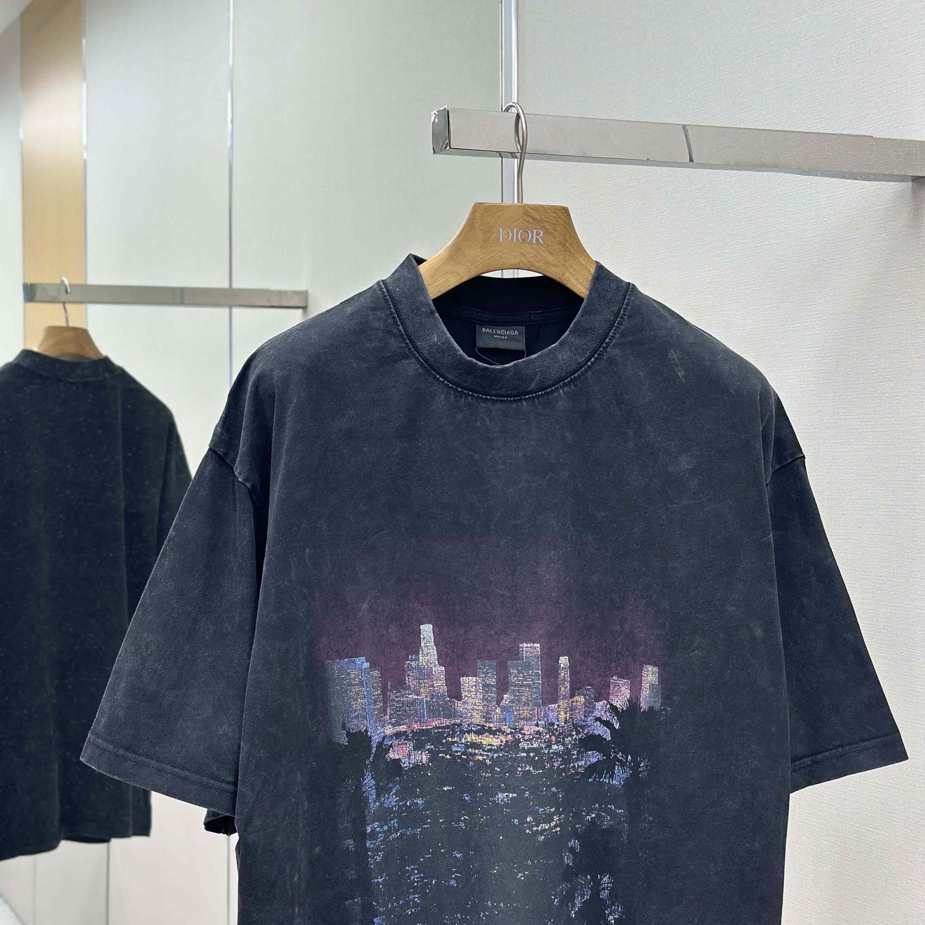 Balenciaga Taped Balenciaga Back T-Shirt Medium Fit in heather grey dry jersey - DesignerGu