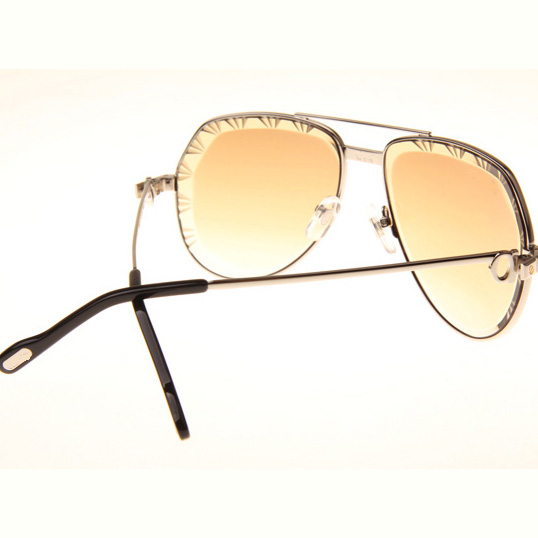 Cartier CT 1324912 Cut Lens Sunglasses In Silver Gradient Brown - DesignerGu
