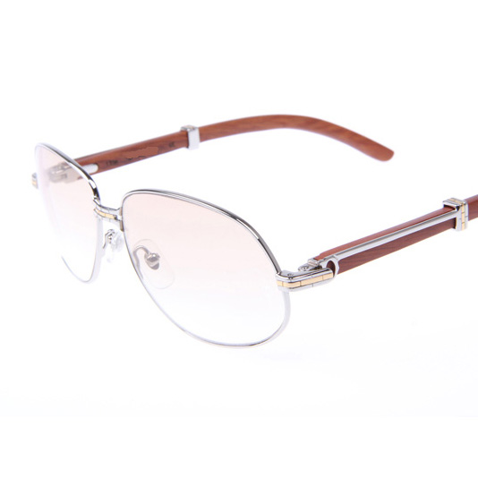 Cartier CT566 Wood Sunglasses In Silver   - DesignerGu