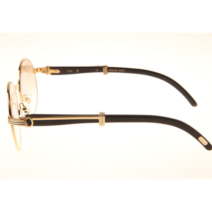 Cartier CT1990-0692 Black Buffalo Sunglasses In Gold Brown - DesignerGu