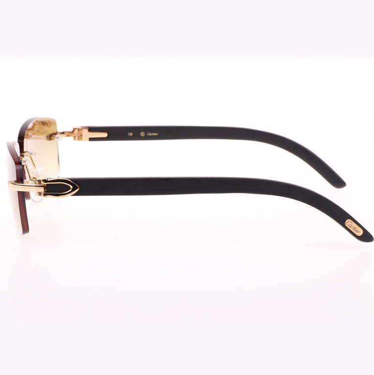Cartier CT_3524012 Black Wood Sunglasses In Gold Brown - DesignerGu