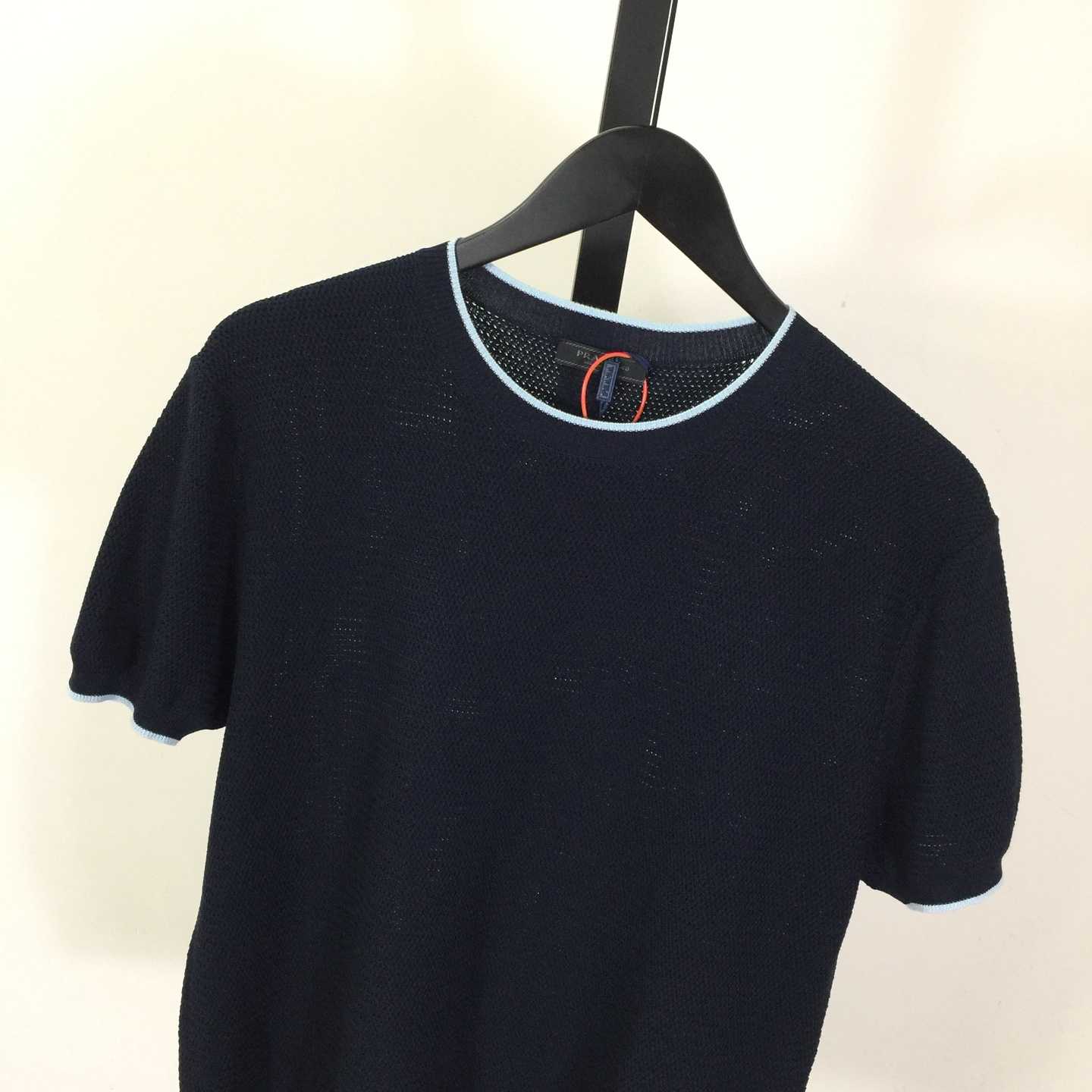 Prada Blue T-Shirt In Silk And Cotton - DesignerGu