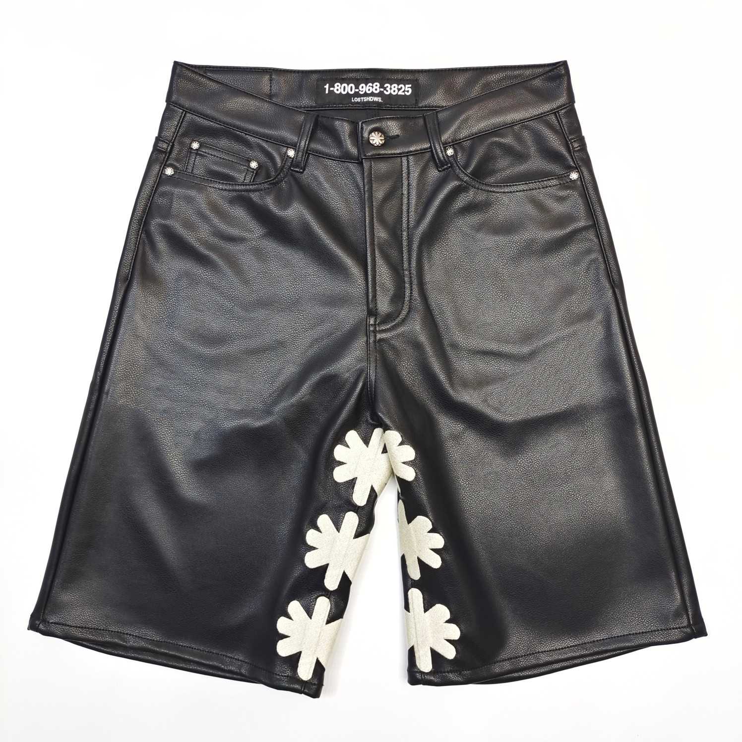Lost Shadows Leather Shorts "Black/Bone" - DesignerGu