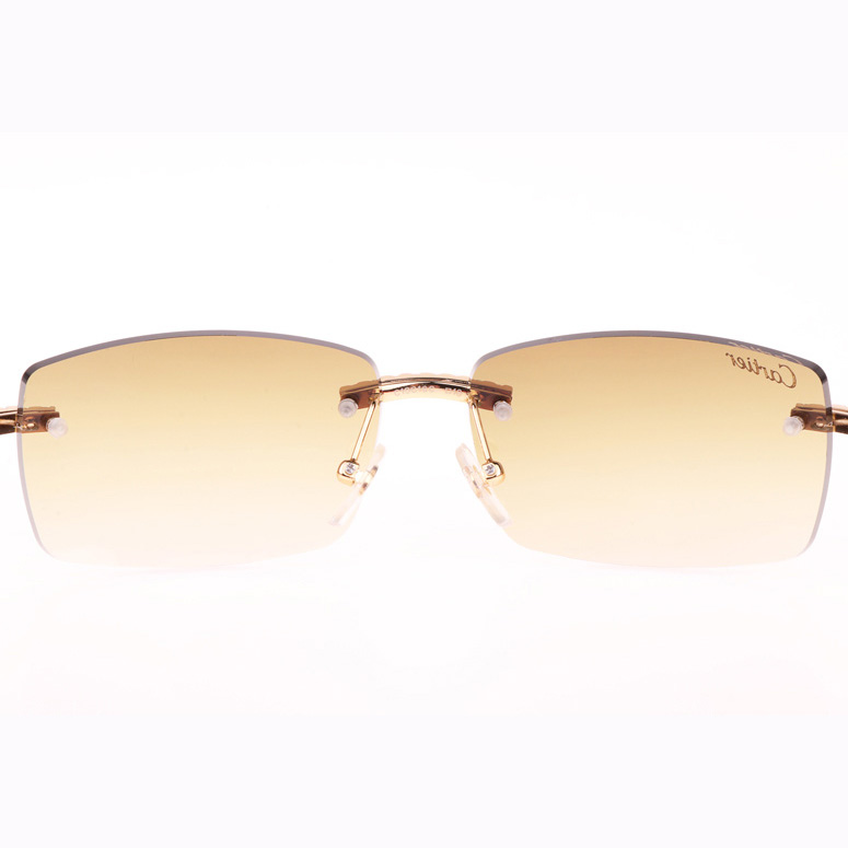 Cartier CT 3524012 Big Diamond Red Wood Sunglasses In Gold Brown - DesignerGu