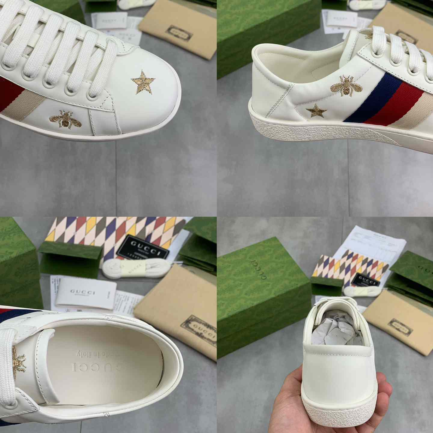 Gucci Ace Bees and Stars - DesignerGu