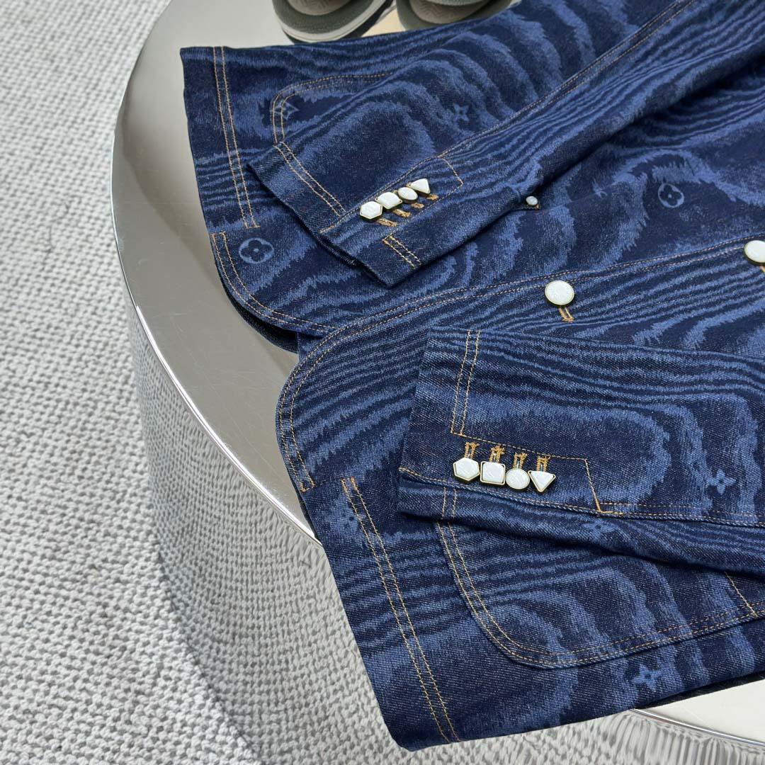 Louis Vuitton Chic Collarless Denim Jacket   1AHUXT - DesignerGu