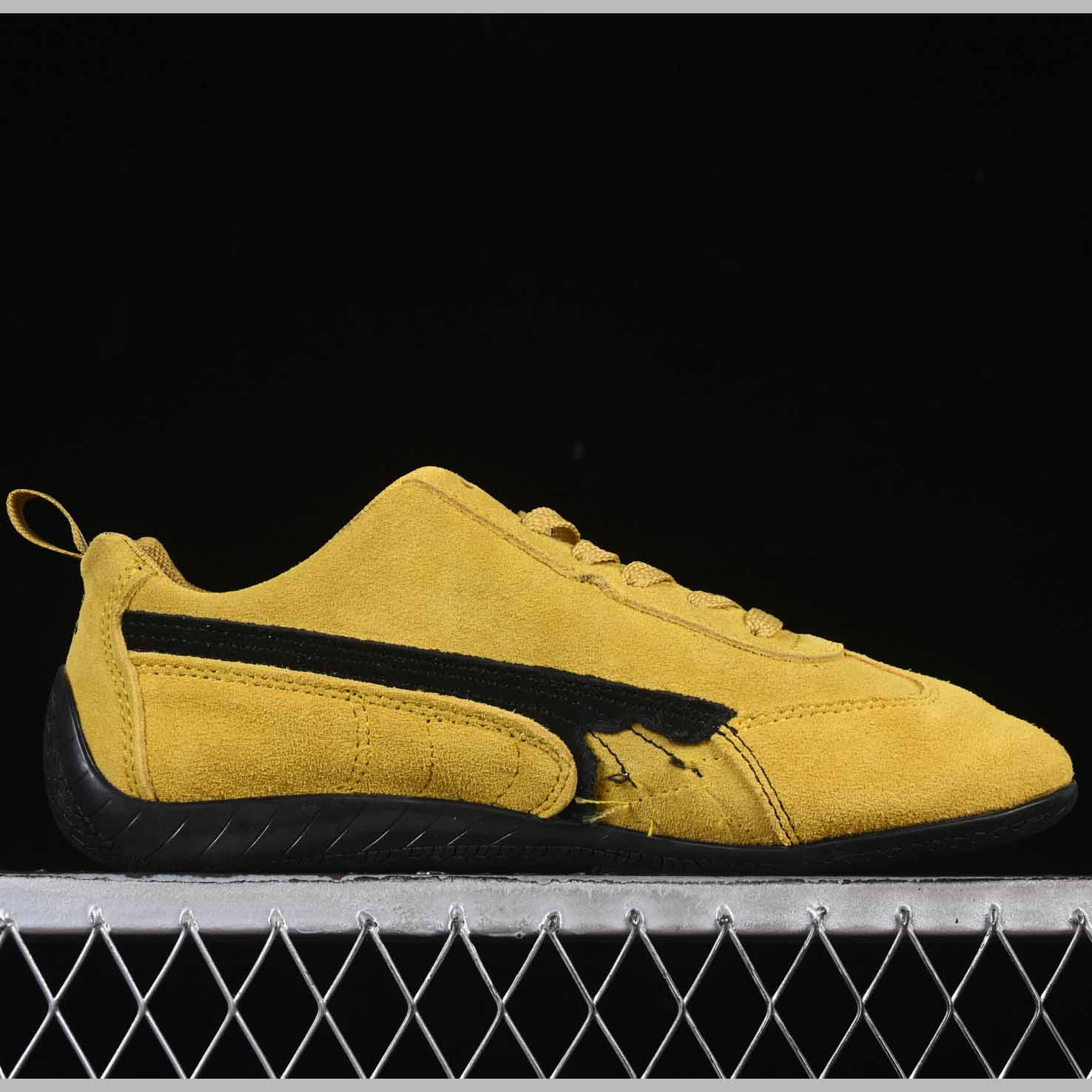Balenciaga Speedcat Suede Balenciaga In Yellow And Black Distressed Suede Cowskin - DesignerGu