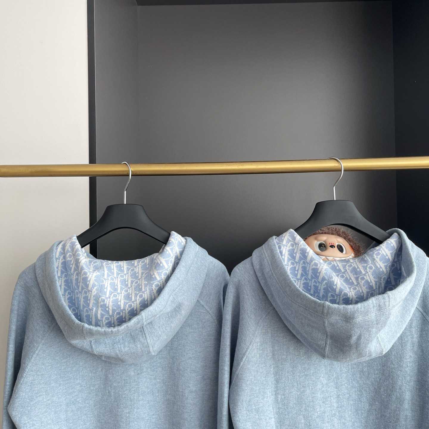 Dior Hooded Track Jacket Blue Cotton and Cashmere Knit  - DesignerGu