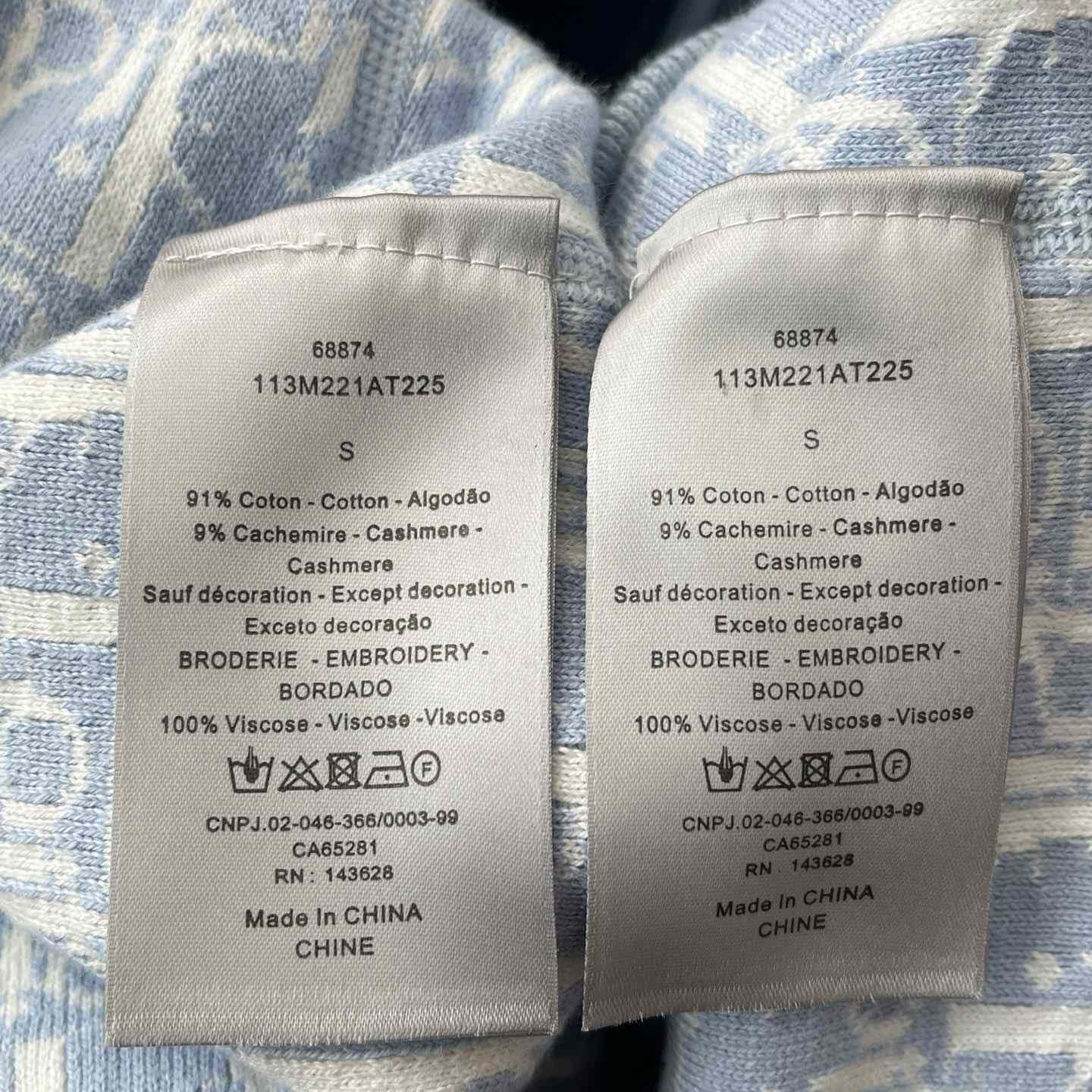 Dior Hooded Track Jacket Blue Cotton and Cashmere Knit  - DesignerGu