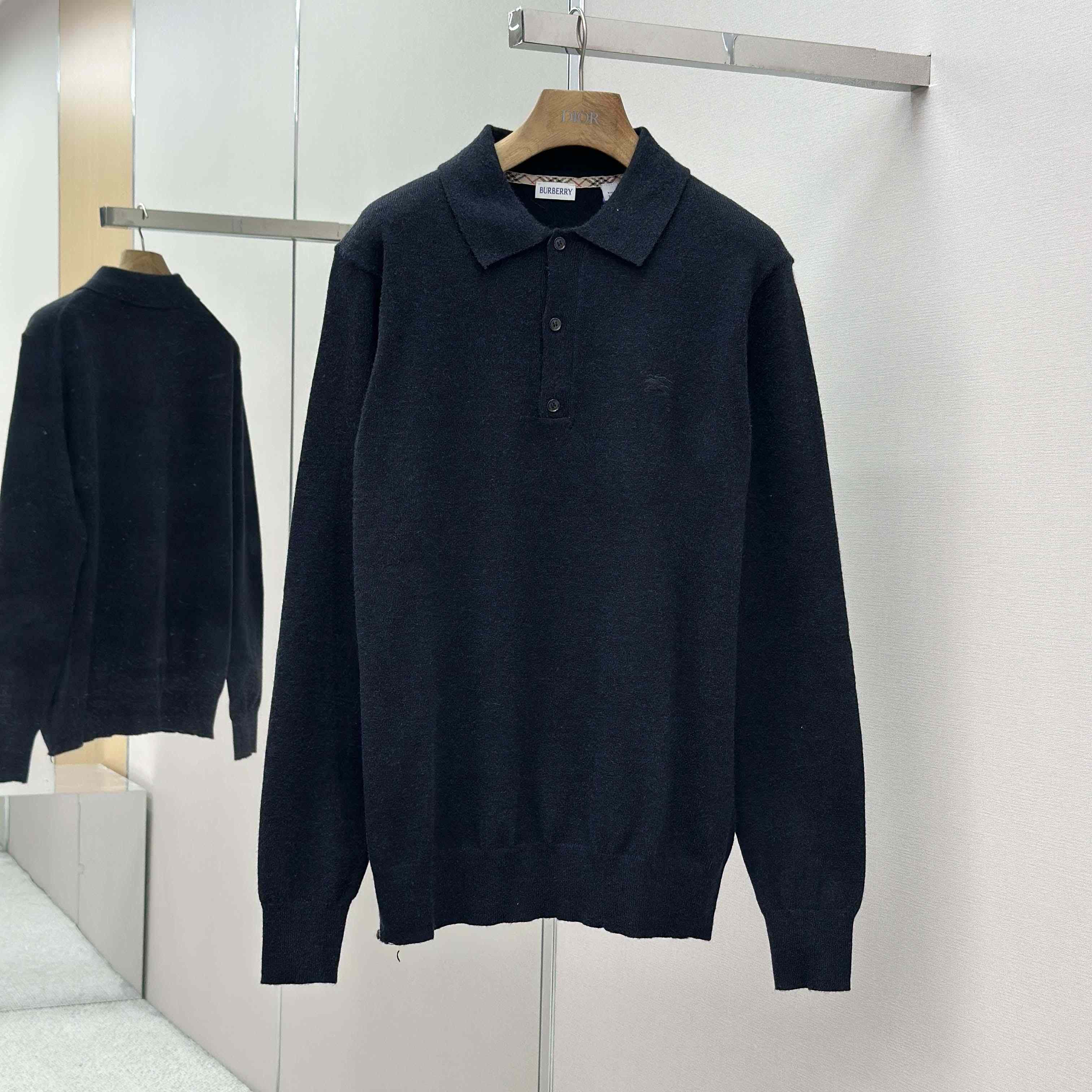 Burberry Long-sleeve Cashmere Blend Polo Shirt - DesignerGu
