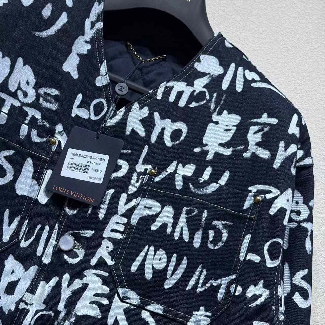 Louis Vuitton Denim Collarless Jacket  1AILLL - DesignerGu