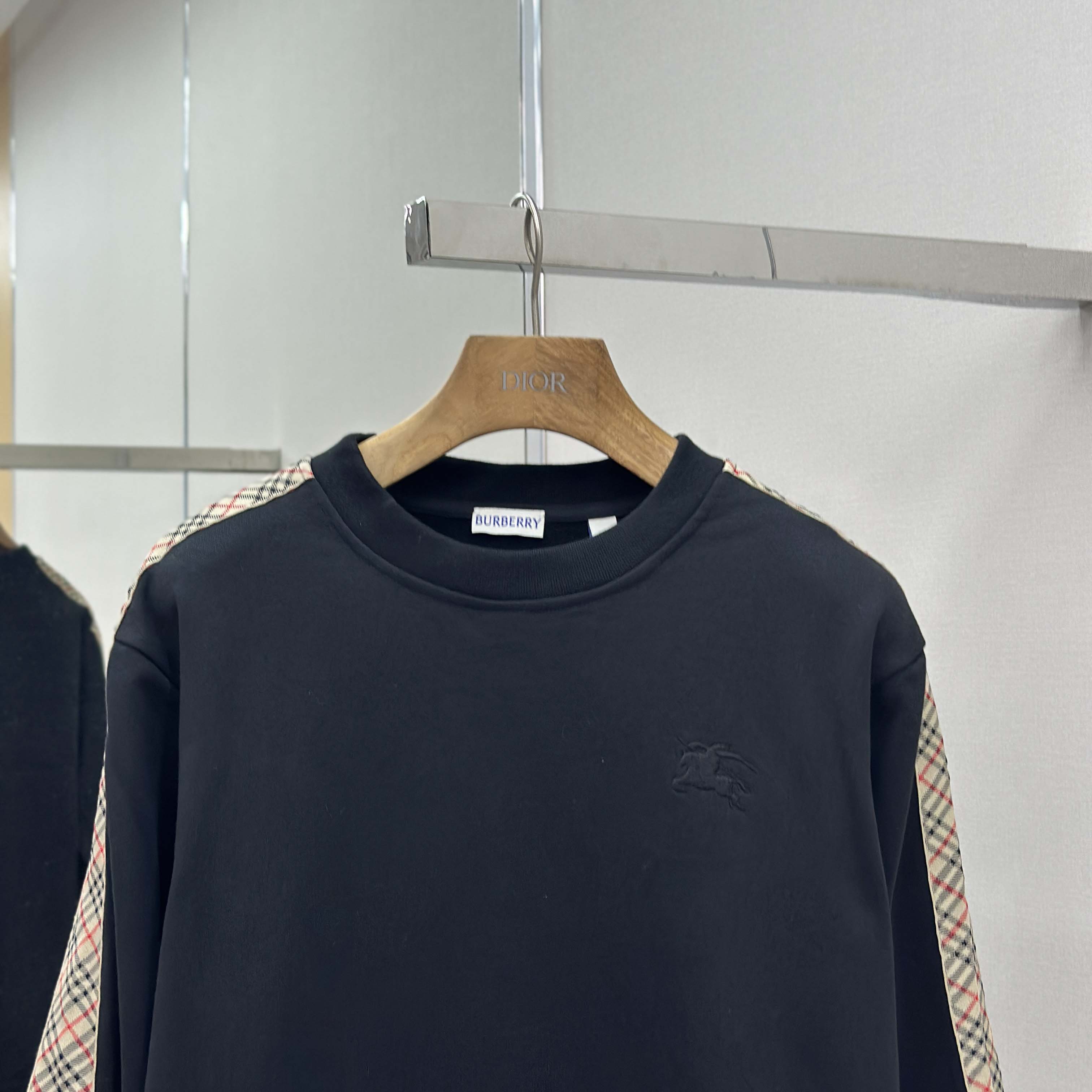 Burberry Check Trim Cotton Sweatshirt - DesignerGu