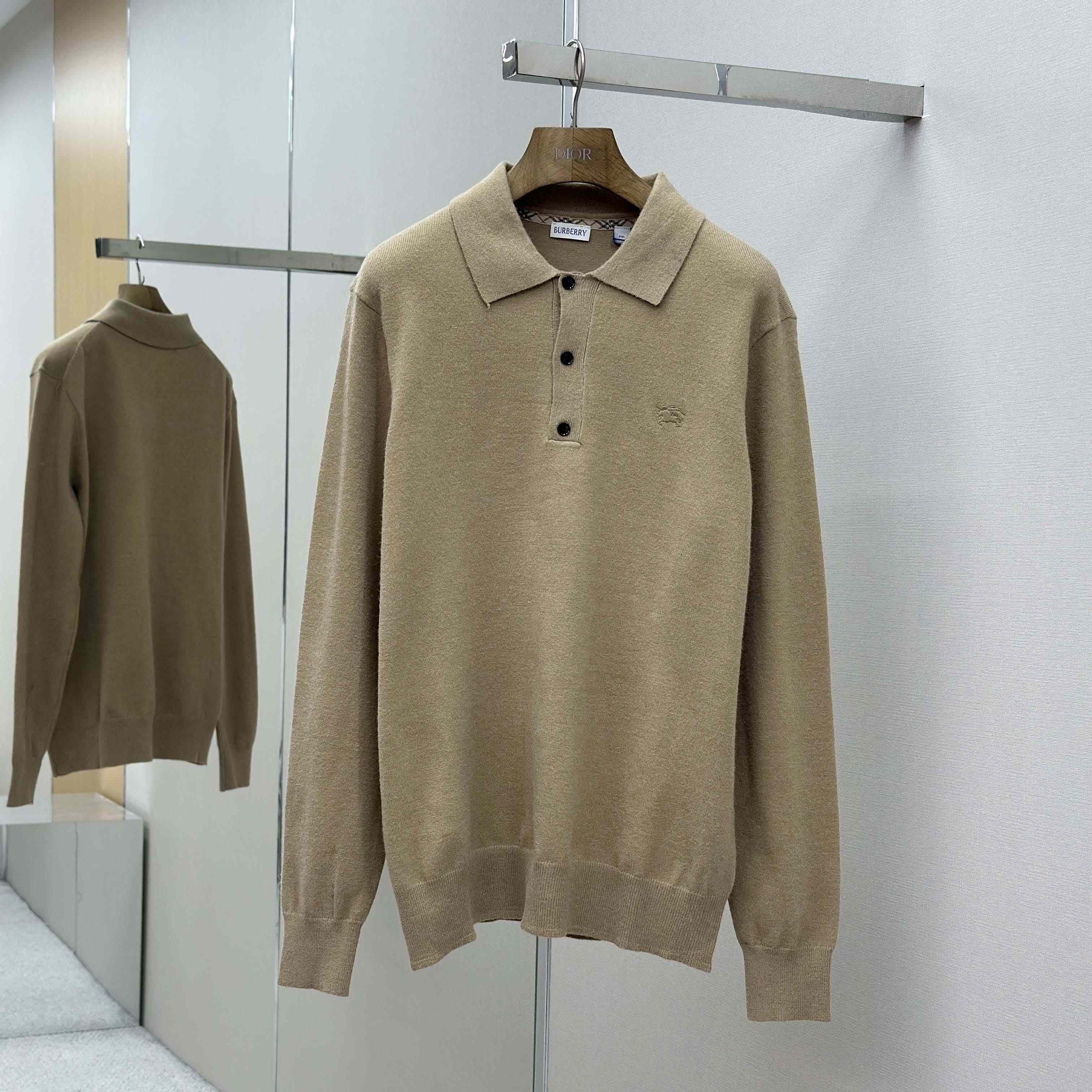 Burberry Long-sleeve Cashmere Blend Polo Shirt - DesignerGu