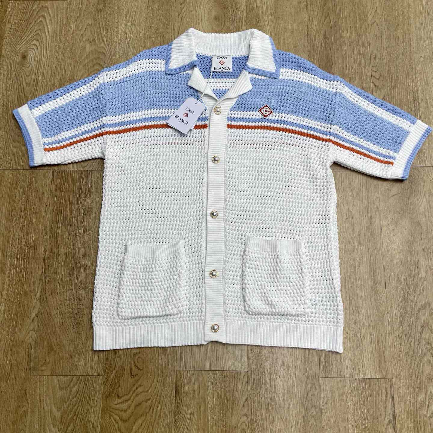 Casablanca Cotton Tennis Short Sleeve Crochet Shirt    D0103 - DesignerGu
