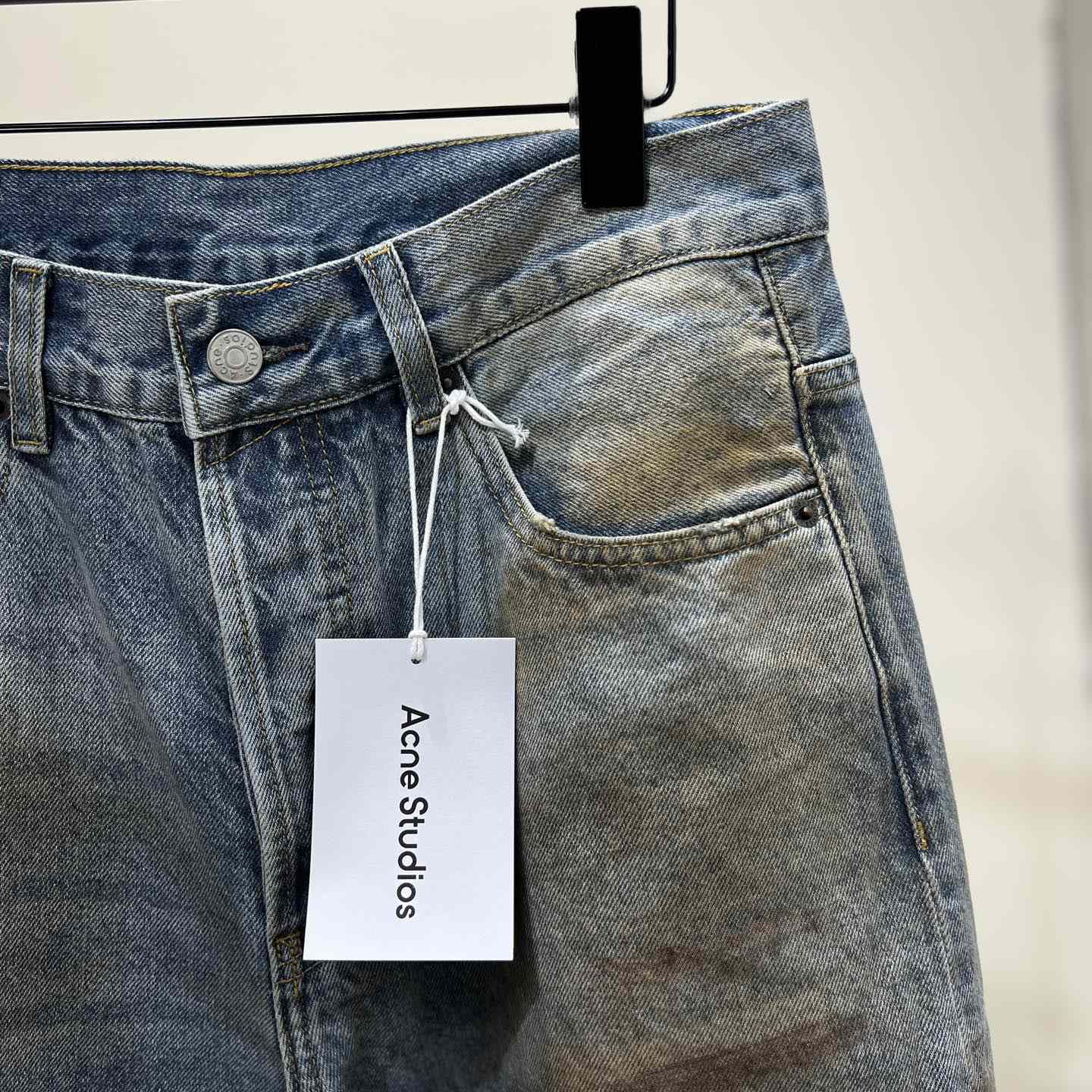 Acne Studios Mud Distressed Micro Flared Baggy Pants - DesignerGu