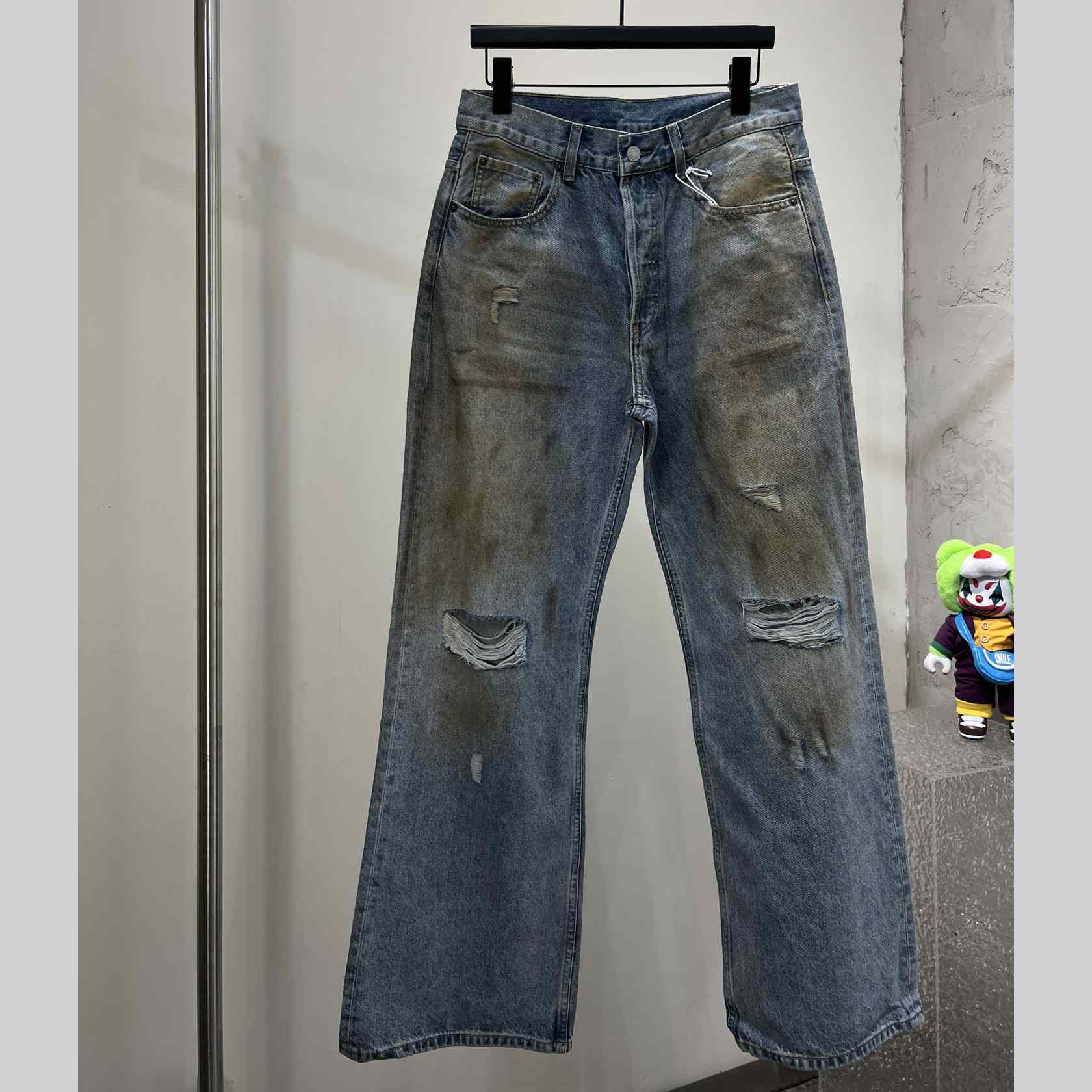 Acne Studios Mud Distressed Micro Flared Baggy Pants - DesignerGu