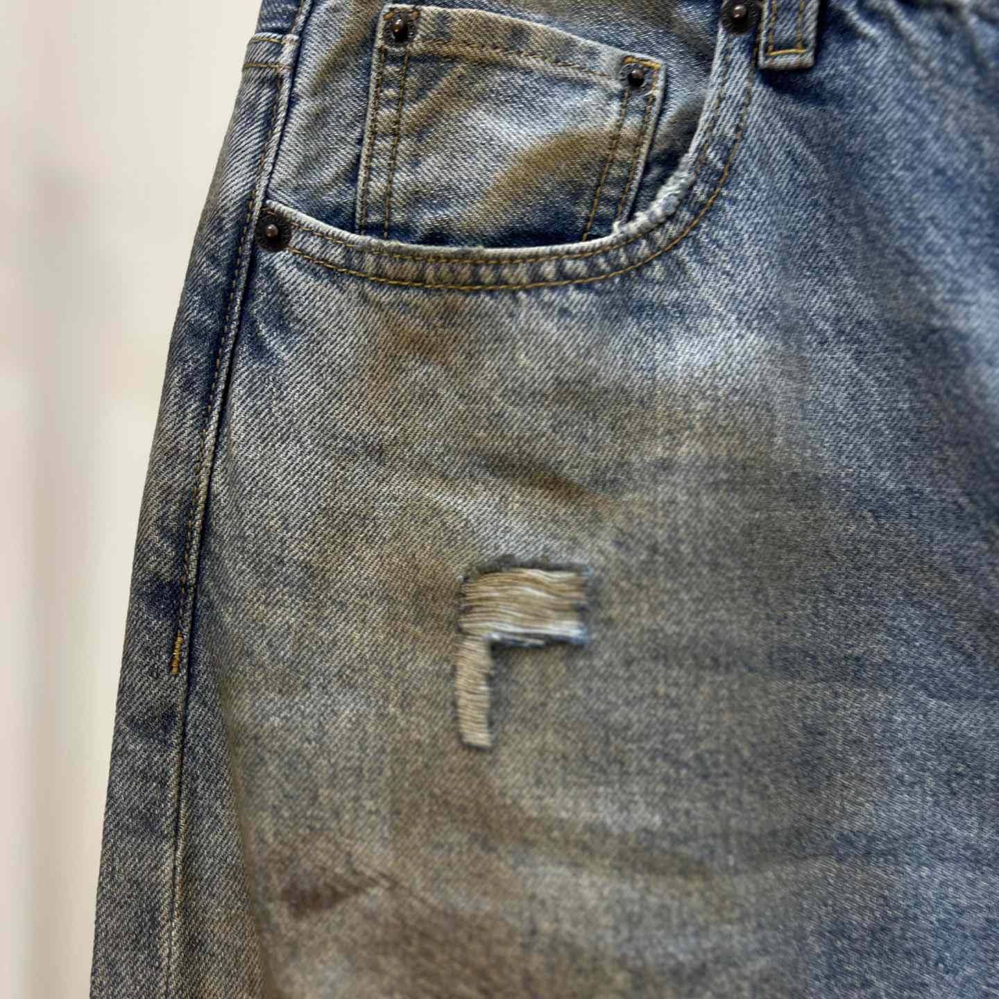 Acne Studios Mud Distressed Micro Flared Baggy Pants - DesignerGu