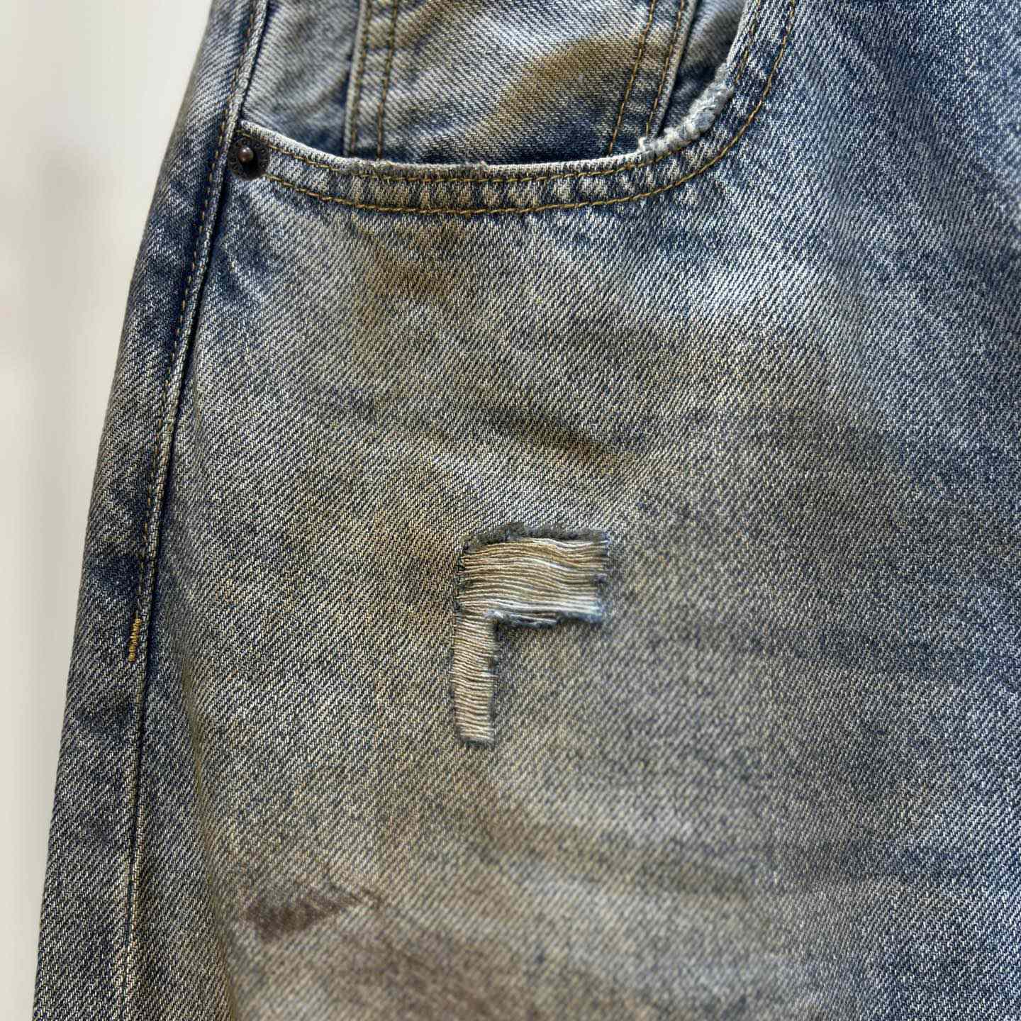 Acne Studios Mud Distressed Micro Flared Baggy Pants - DesignerGu