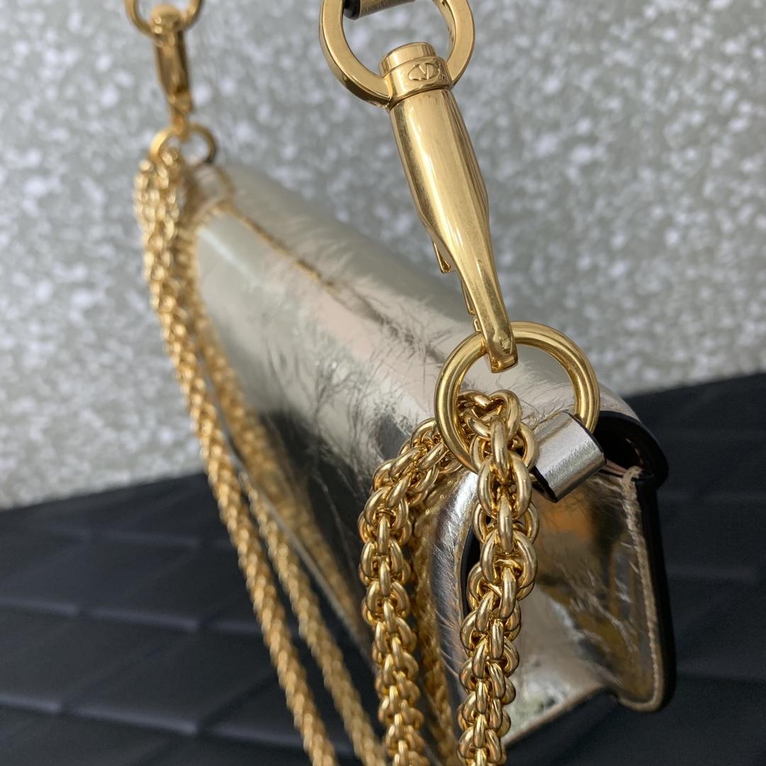 Valent Small Garavani Locò Metallic Calfskin Shoulder Bag - DesignerGu