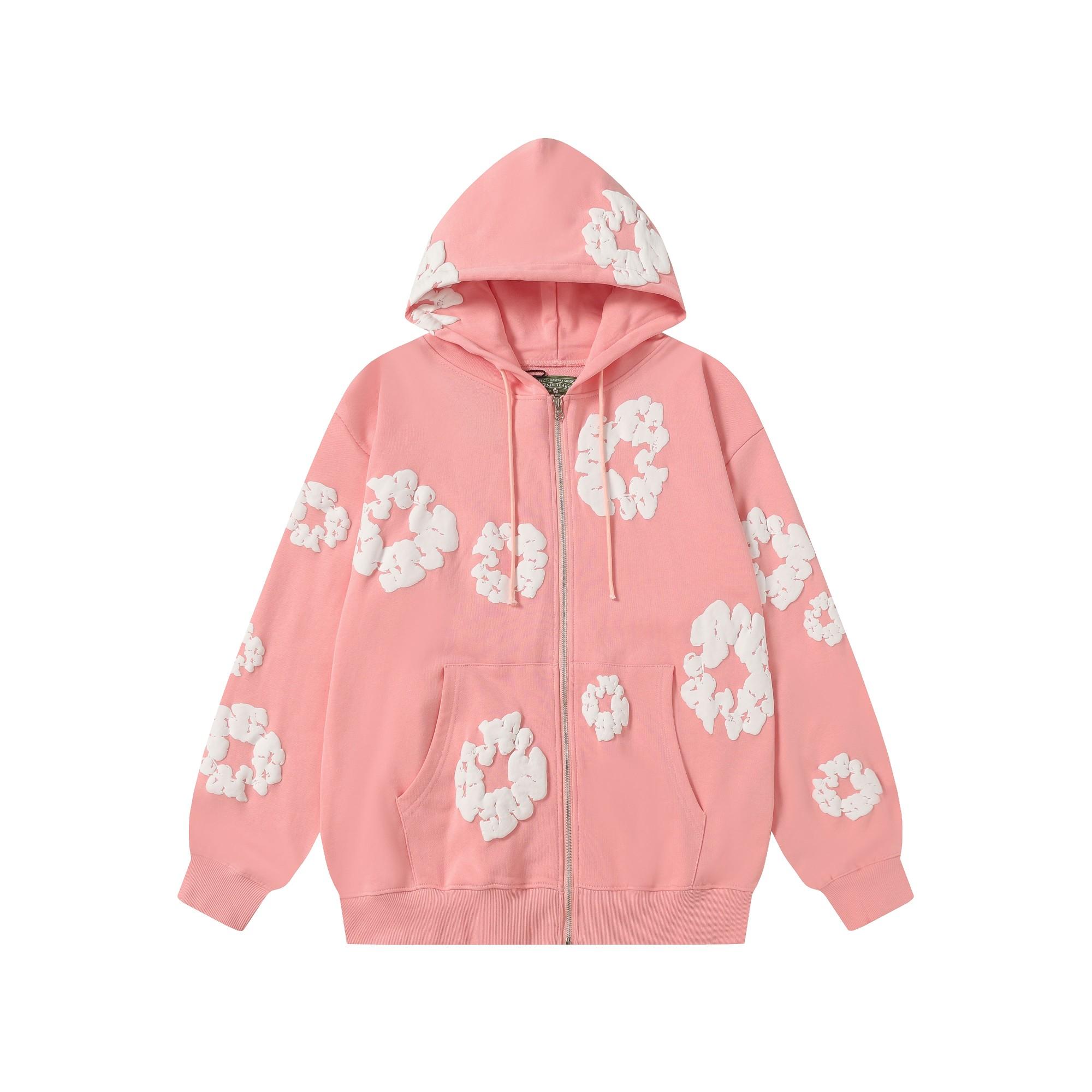 Denim Tears Cotton Wreath Zip Hoodie Pink Denim Tears Cotton Wreath Zip Hoodie Pink - DesignerGu