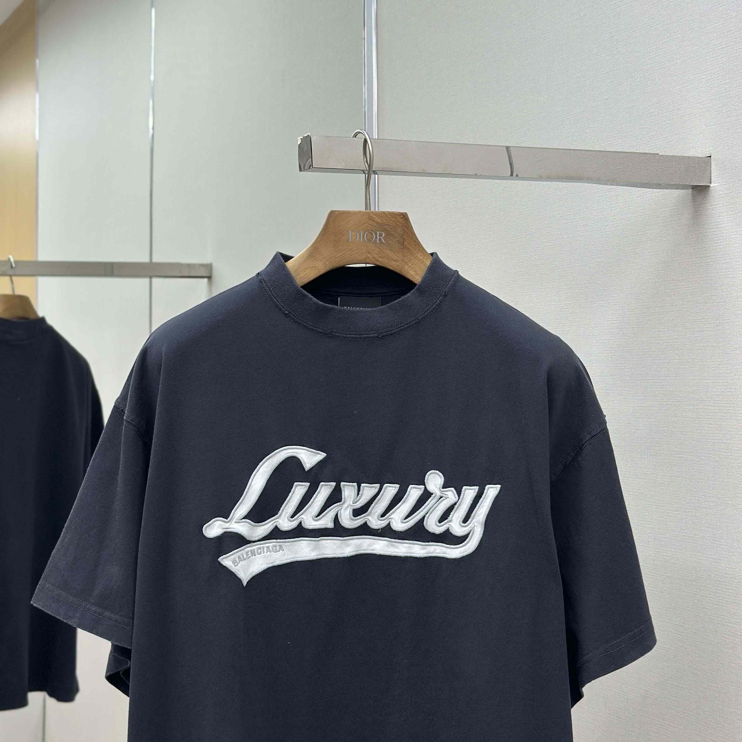 Balenciaga Luxury Script Oversized T-Shirt In Washed Black - DesignerGu