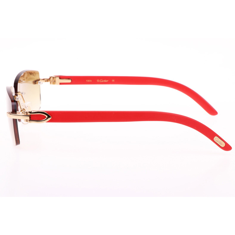 Cartier CT_3524012 Red Wood Sunglasses In Gold Brown - DesignerGu