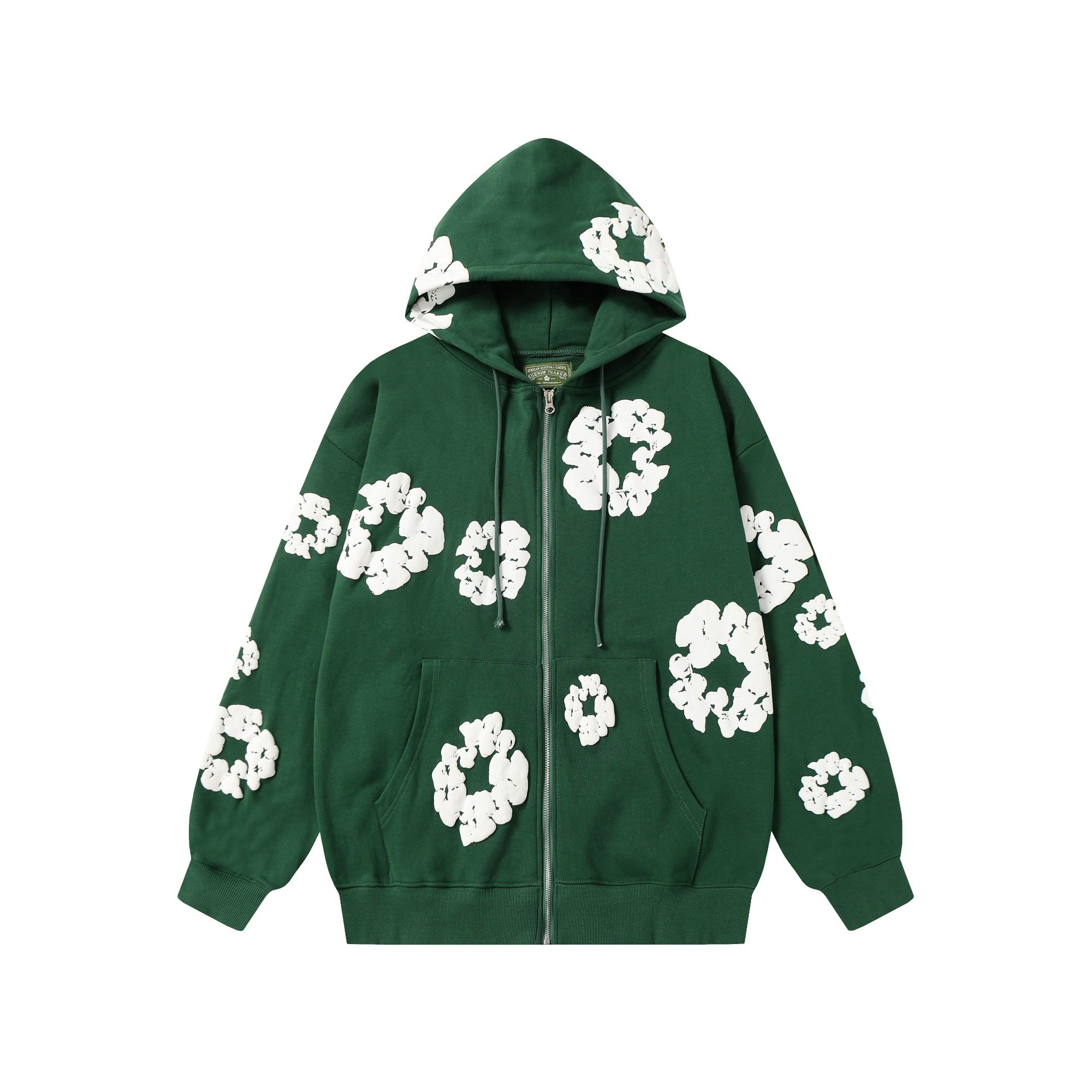 Denim Tears Cotton Wreath Zip Hoodie Green Denim Tears Cotton Wreath Zip Hoodie Green - DesignerGu