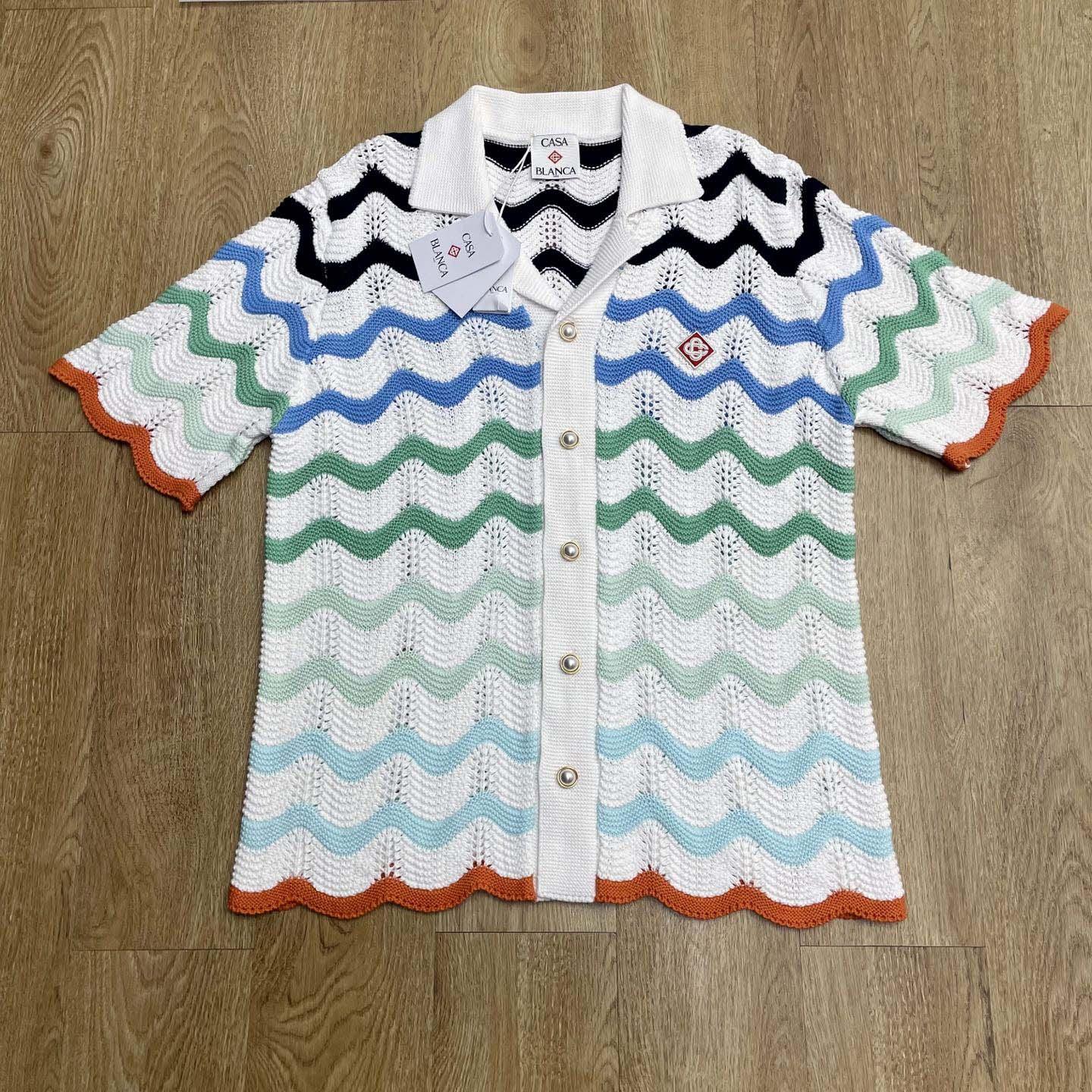 Casablanca Gradient Wave Crochet Shirt   D0107 - DesignerGu
