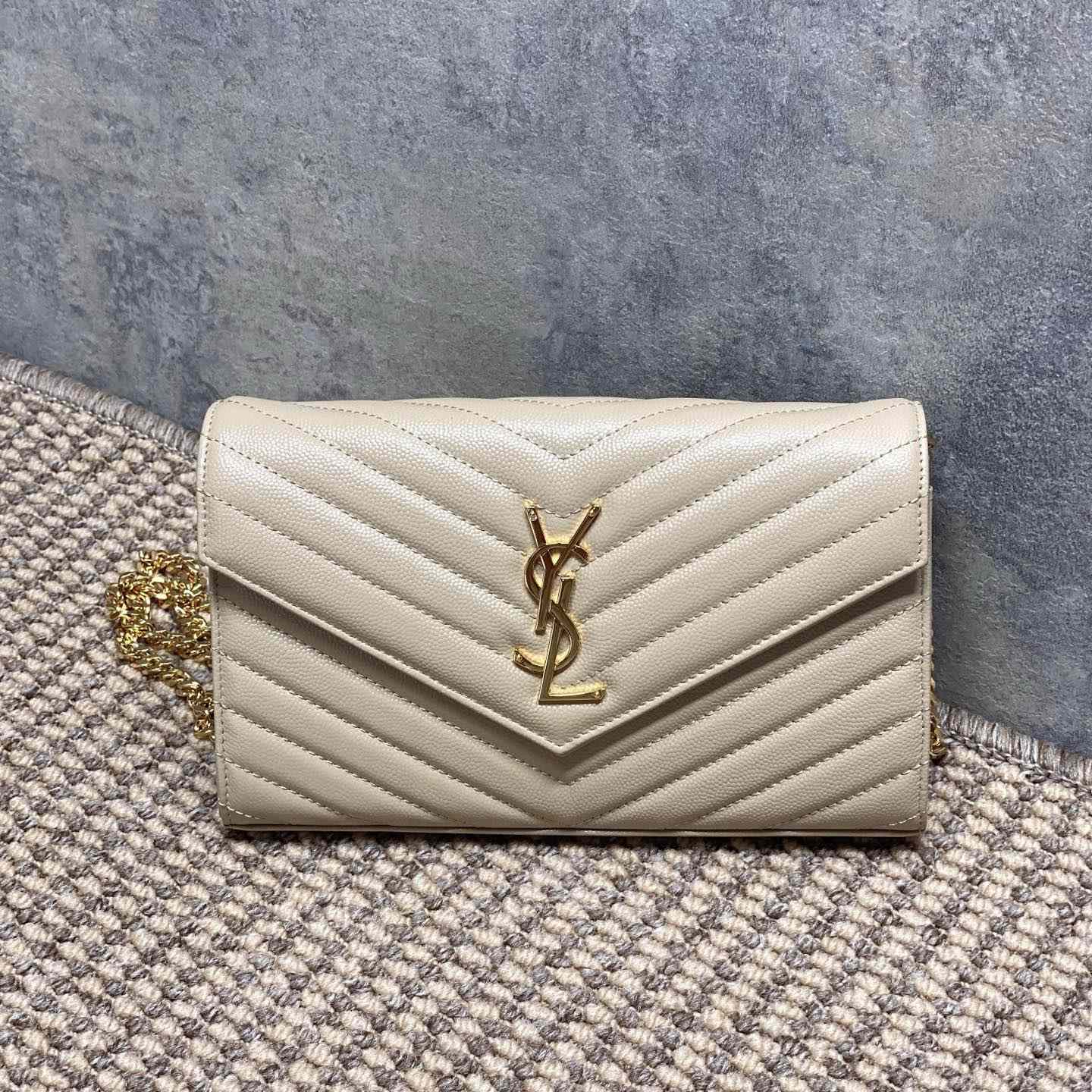 Saint Laurent Cassandre Chain Wallet In Lambskin - DesignerGu