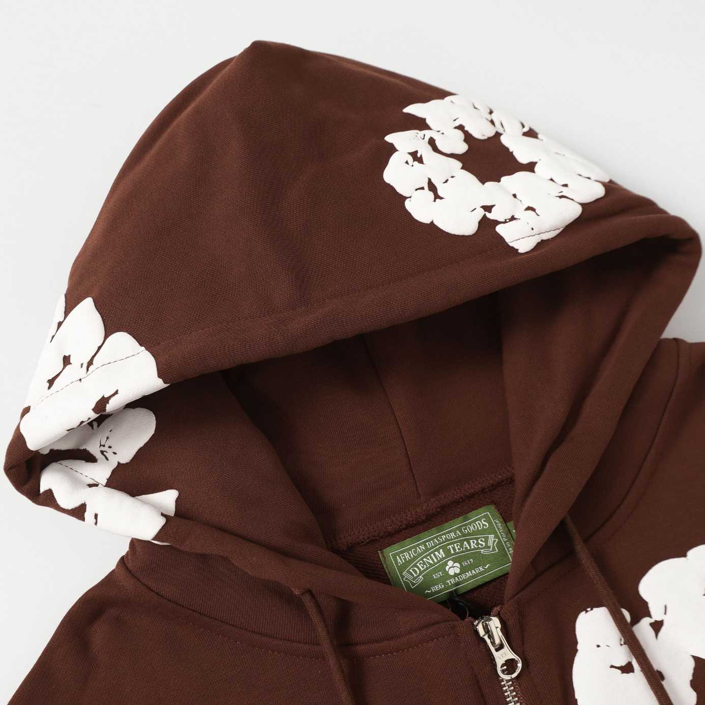 Denim Tears Cotton Wreath Zip Hoodie Brown - DesignerGu