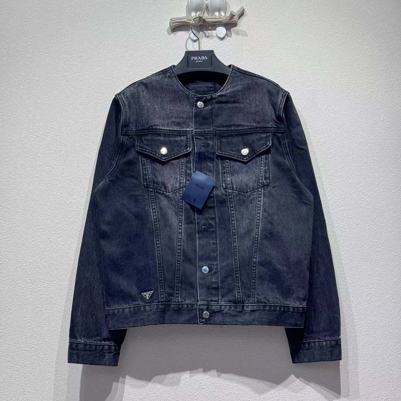 Prada Triangle-logo Denim Blouson Jacket Prada Triangle-logo Denim Blouson Jacket - DesignerGu