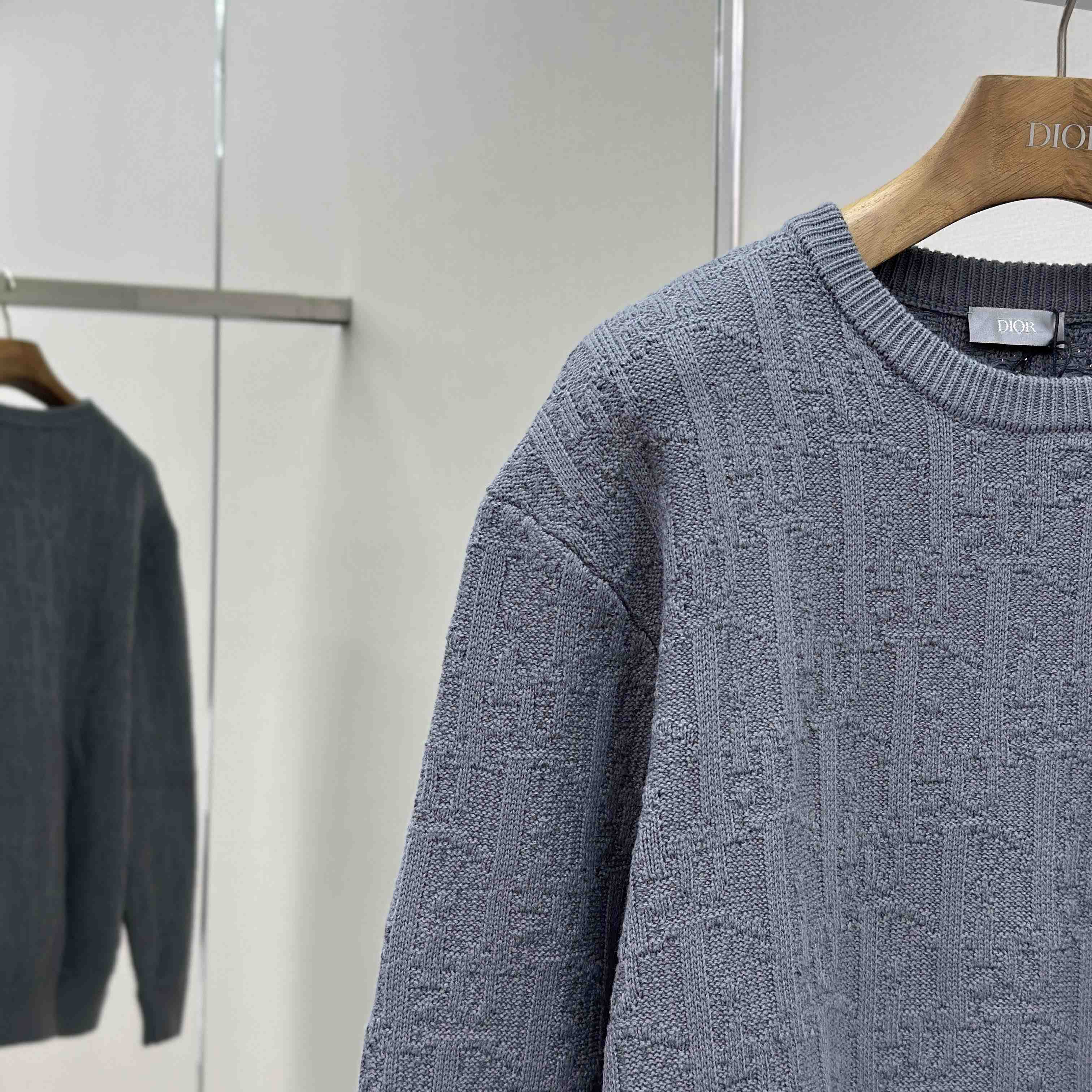 Dior Oblique Sweater Gray Cotton-Blend Jacquard - DesignerGu