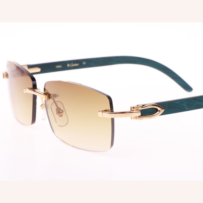 Cartier CT_3524012 Green Wood Sunglasses In Gold Brown - DesignerGu