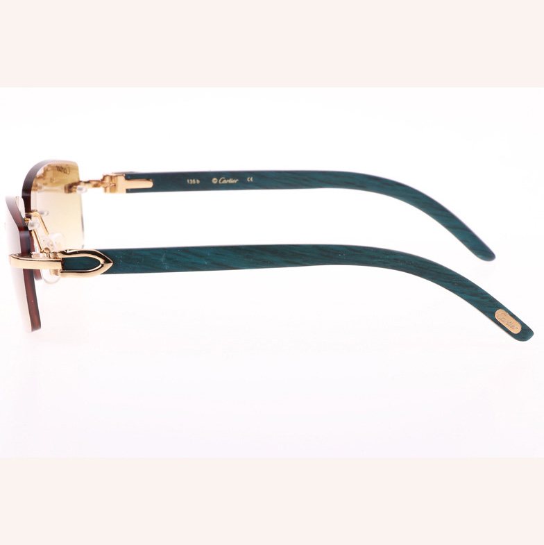 Cartier CT_3524012 Green Wood Sunglasses In Gold Brown - DesignerGu