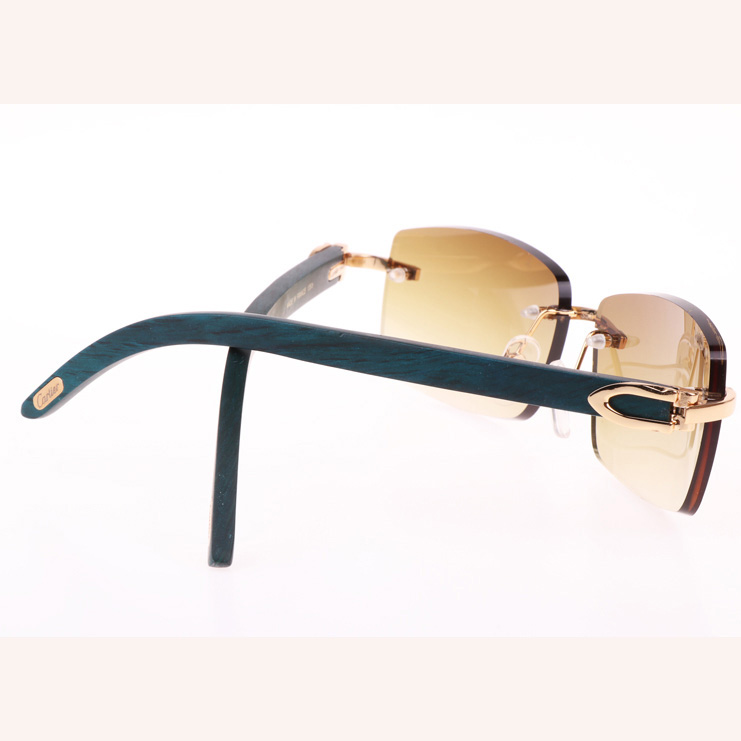 Cartier CT_3524012 Green Wood Sunglasses In Gold Brown - DesignerGu