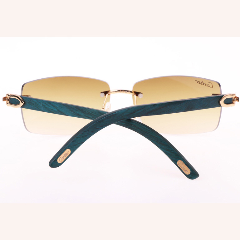 Cartier CT_3524012 Green Wood Sunglasses In Gold Brown - DesignerGu