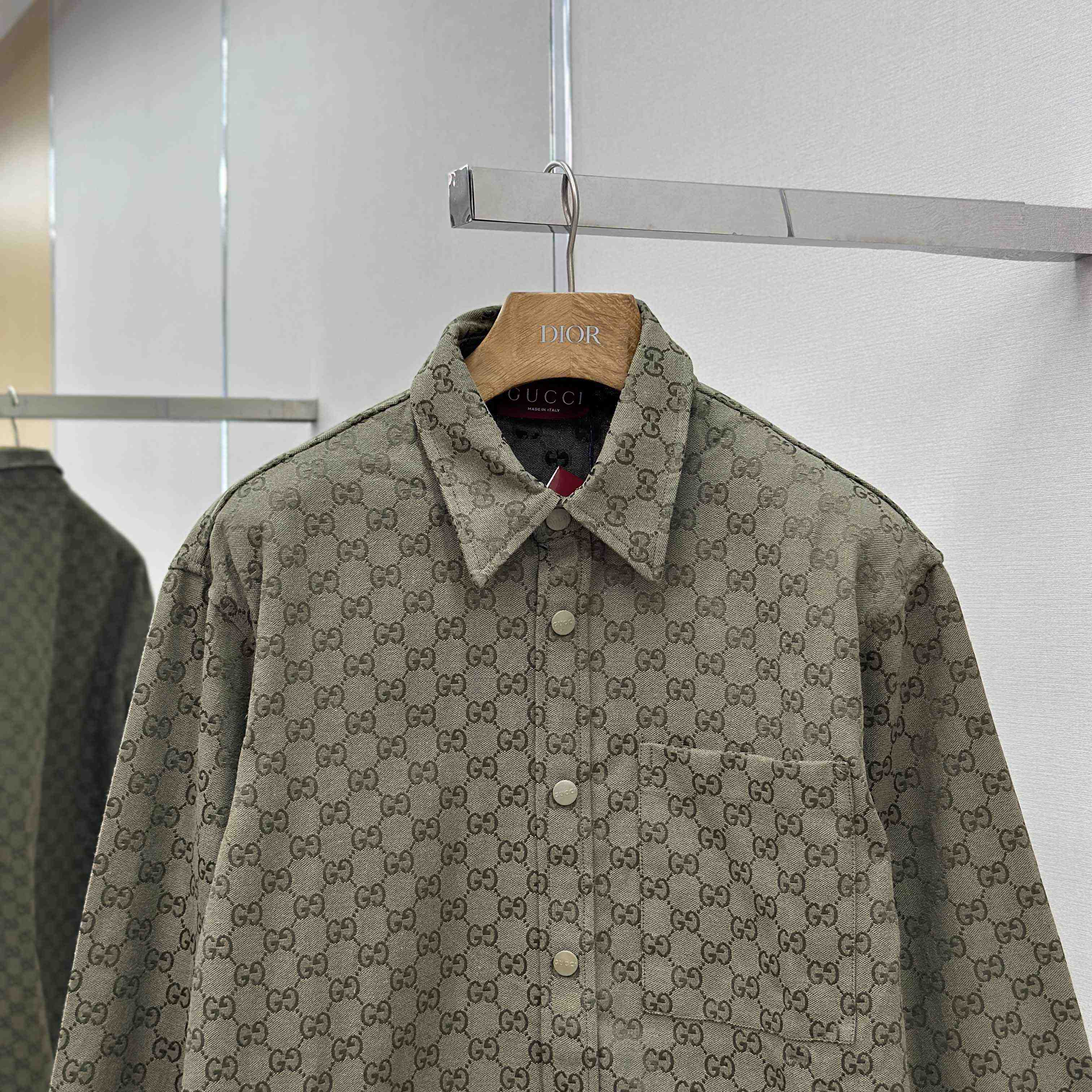 Gucci  Monogrammed Cotton-Blend Jacquard Shirt - DesignerGu