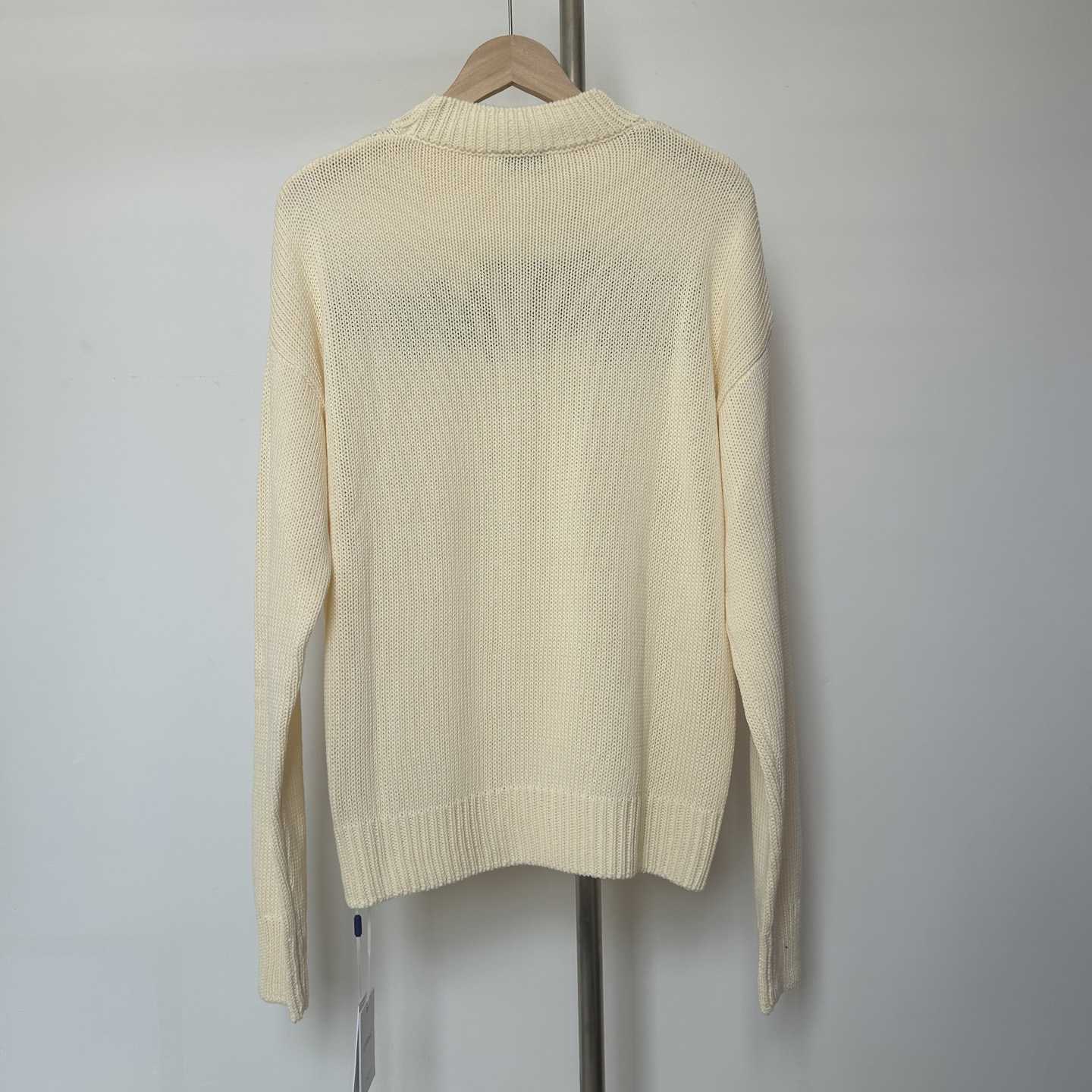 Off White Big Bookish Chunky Knit Crewn Creme Brul - DesignerGu