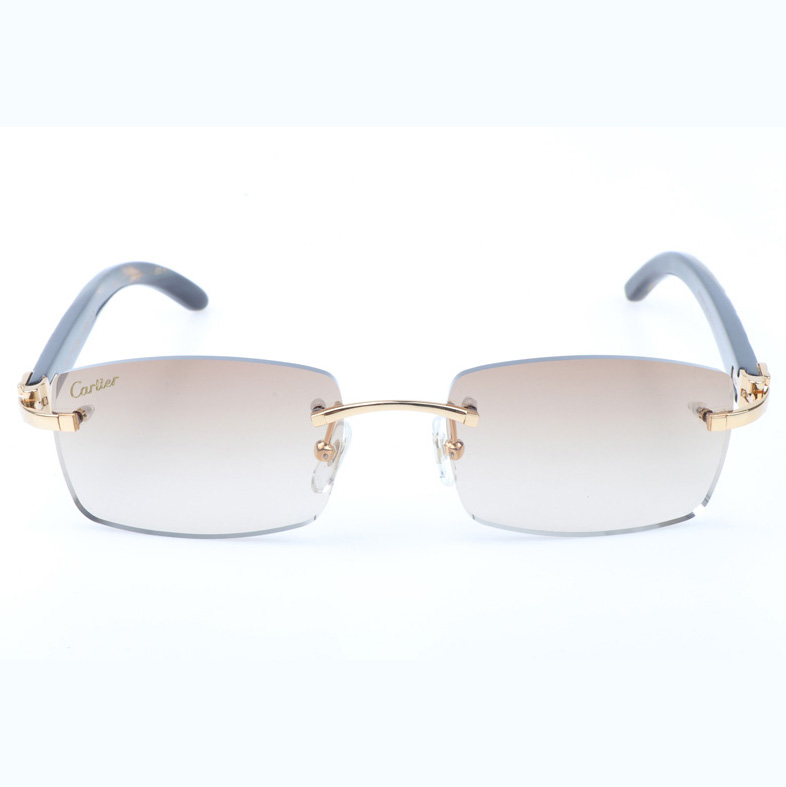 Cartier CT_3524012 Shell Mix Black Buffalo Sunglasses In Gold Brown - DesignerGu