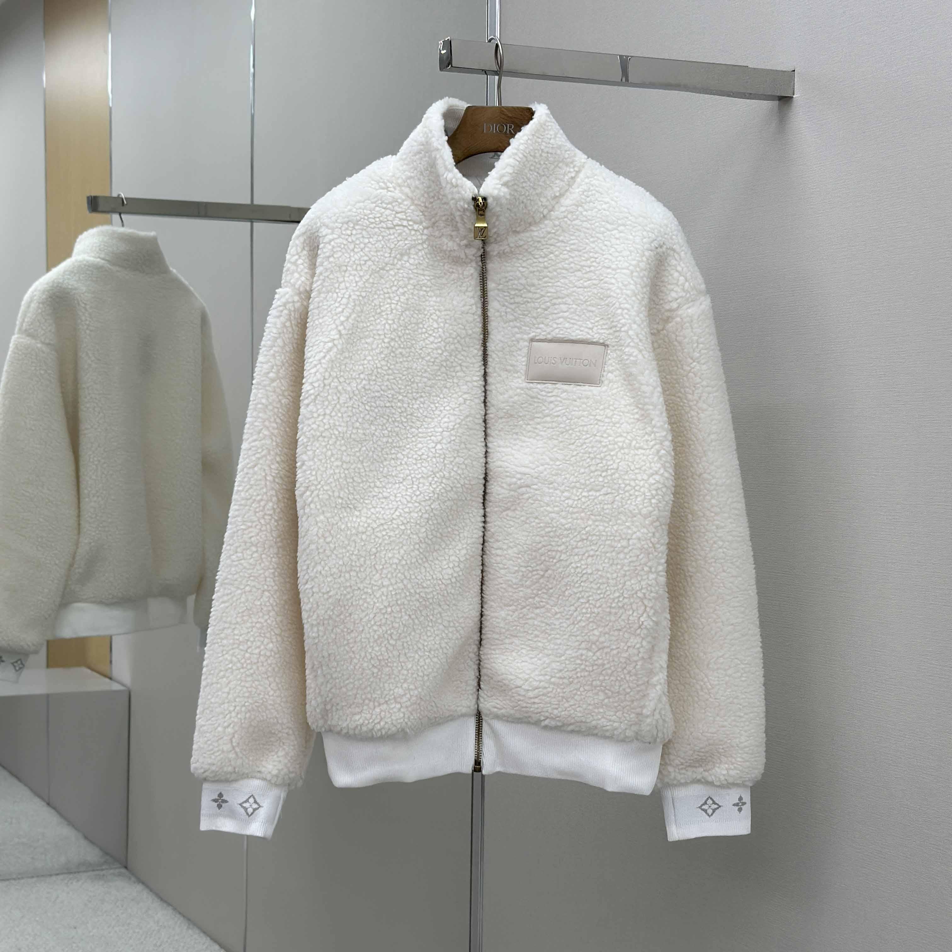 Louis Vuitton Leather Patch Fleece Blouson   1AHUGL Louis Vuitton Leather Patch Fleece Blouson   1AHUGL - DesignerGu