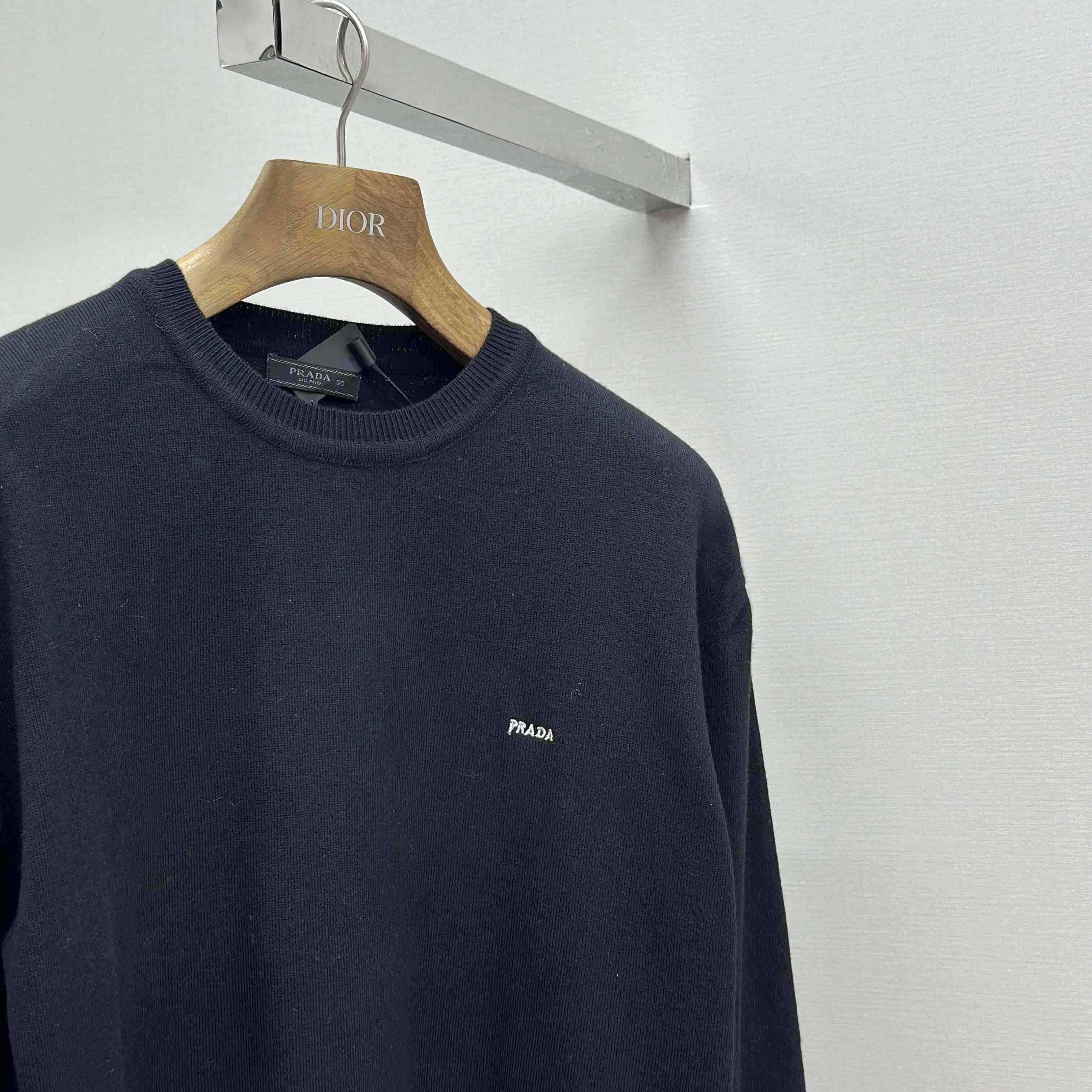 Prada Embroidered Long-sleeves Wool Sweater - DesignerGu