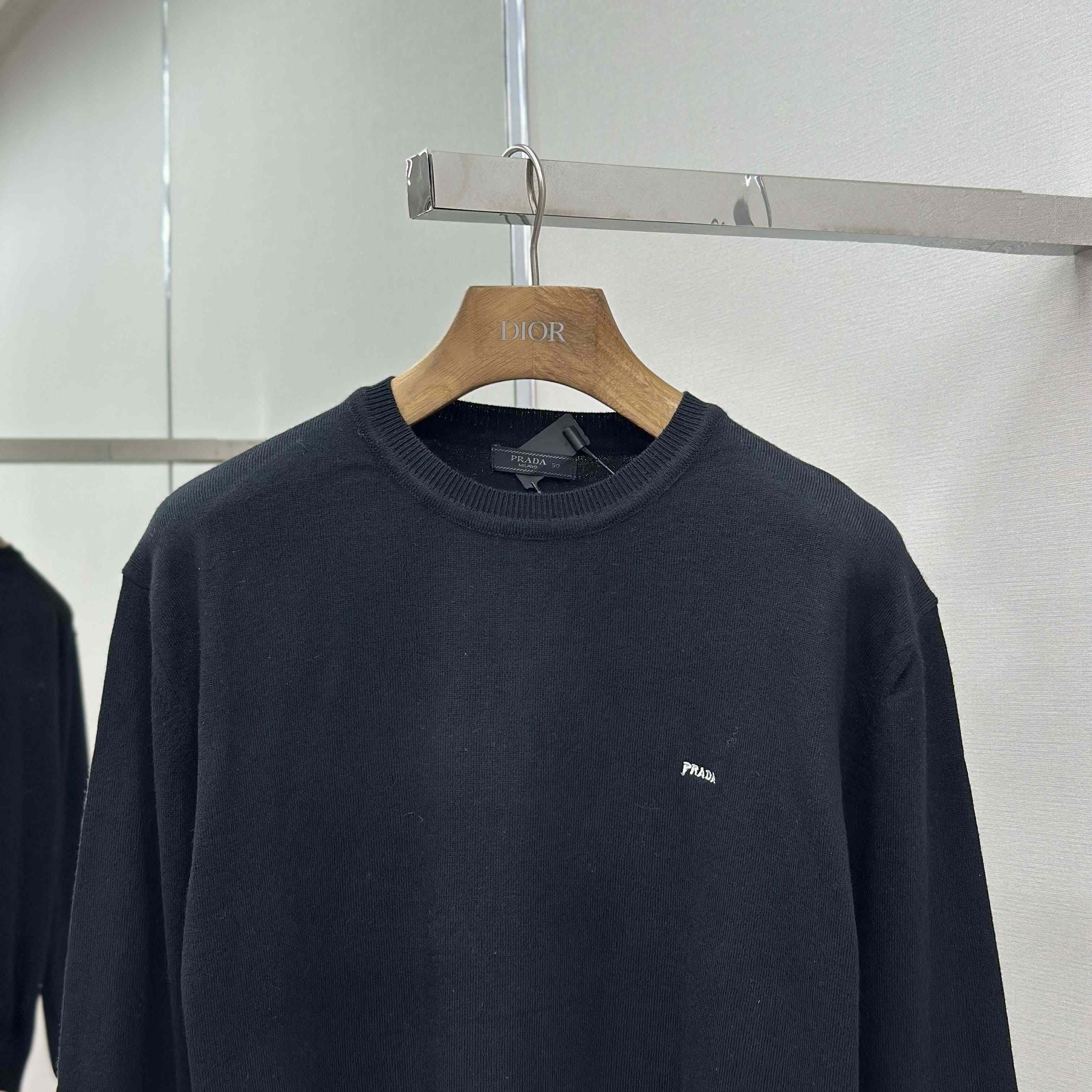 Prada Embroidered Long-sleeves Wool Sweater - DesignerGu
