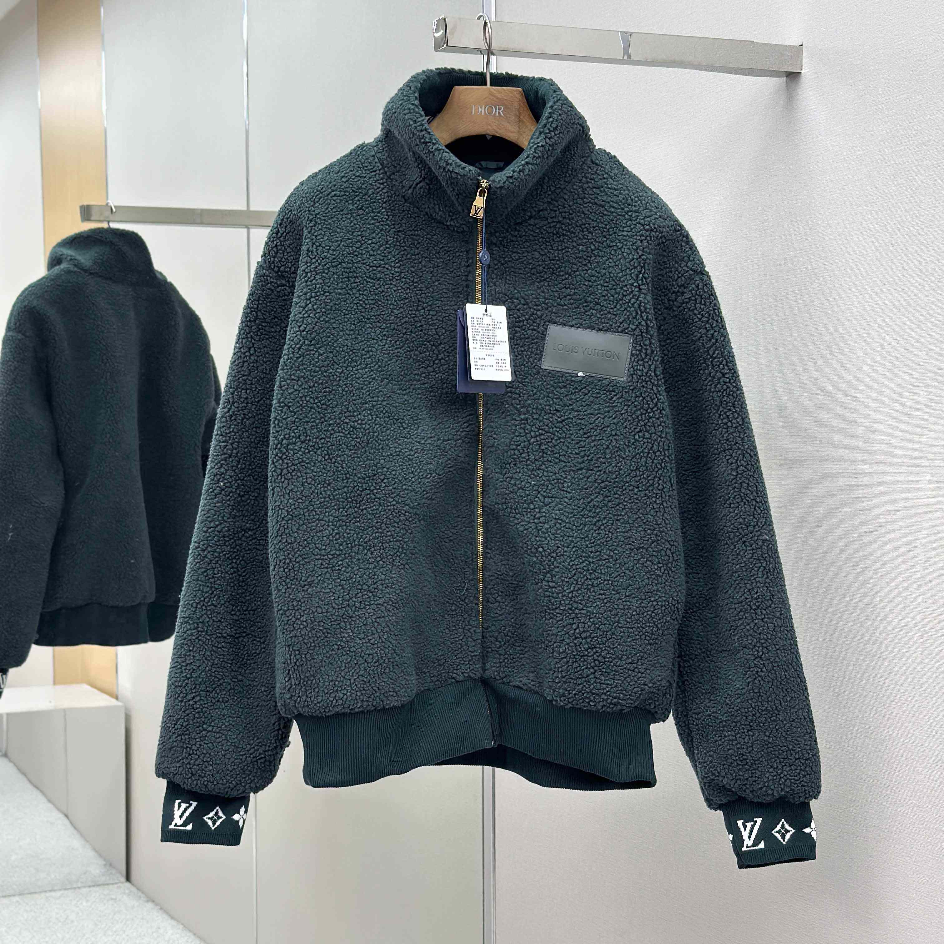 Louis Vuitton Leather Patch Fleece Blouson   1AIIR9 Louis Vuitton Leather Patch Fleece Blouson   1AIIR9 - DesignerGu